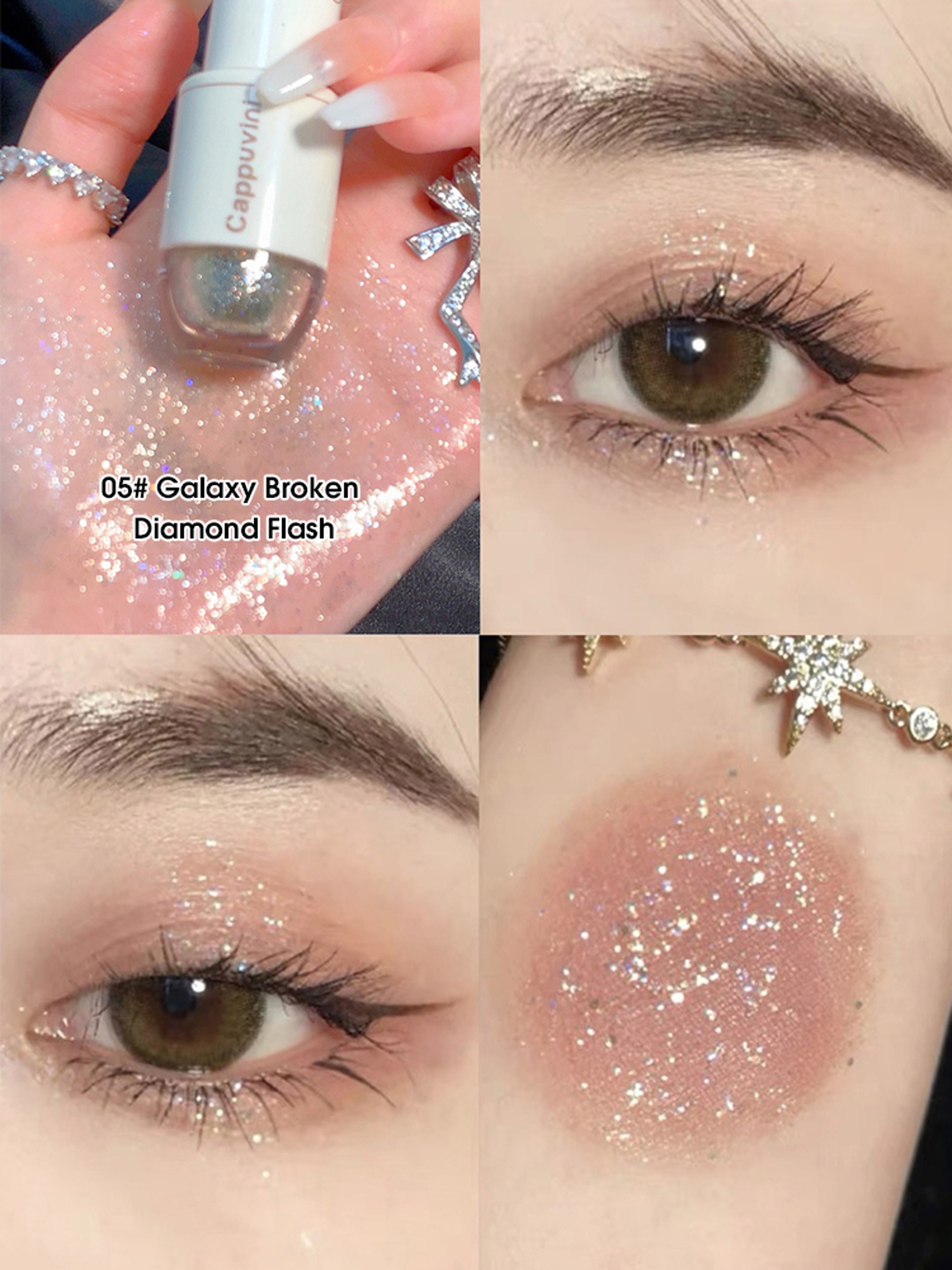 High Gloss Cappuvini Star Dots Liquid Eye Shadow, Pearlescent Fine Flashing, Easy Dizzy Cubs Bowling Ball Effect – view 8