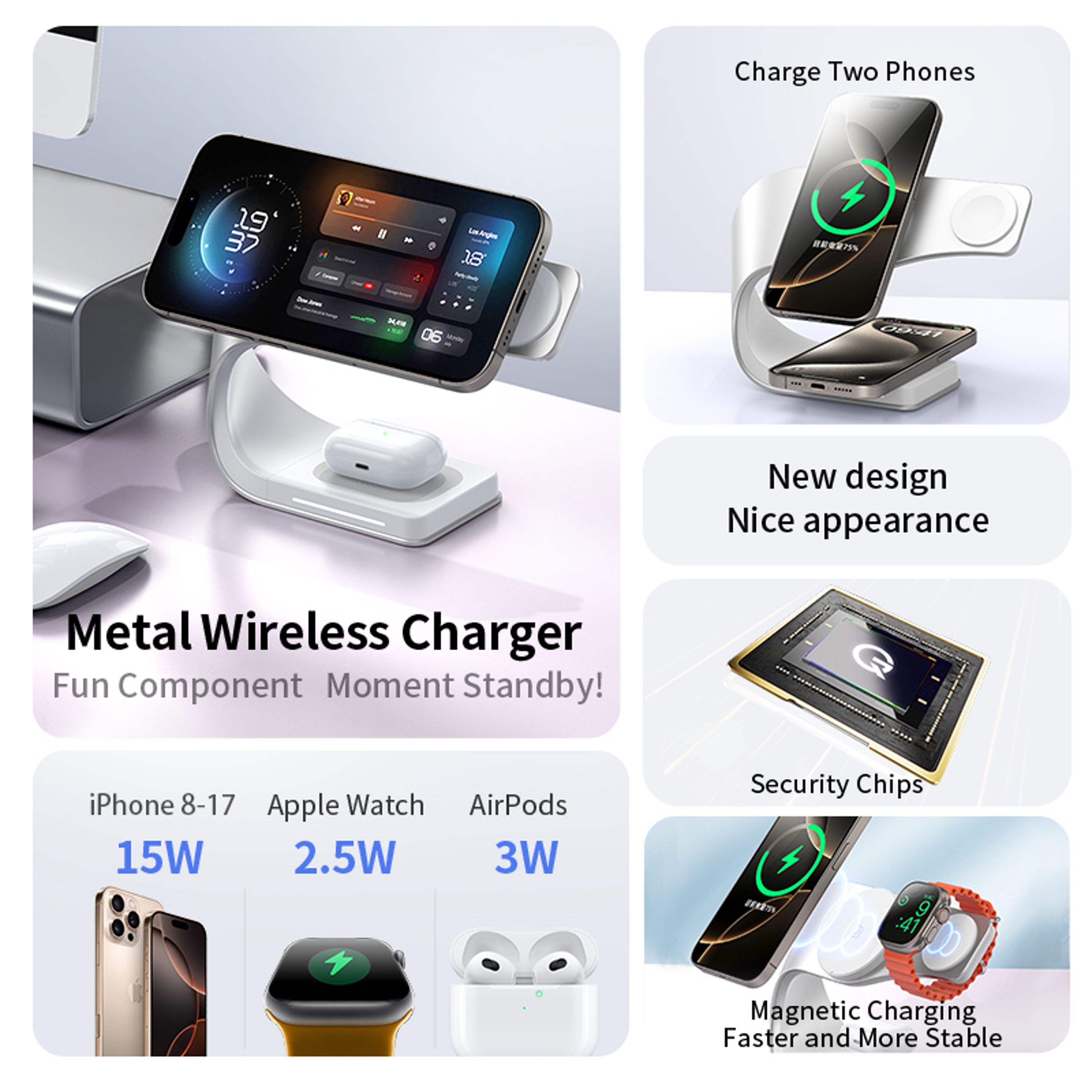Mobile Phones Charging Station Stand Airpods Apple Watch Fast IPhone Charger 4