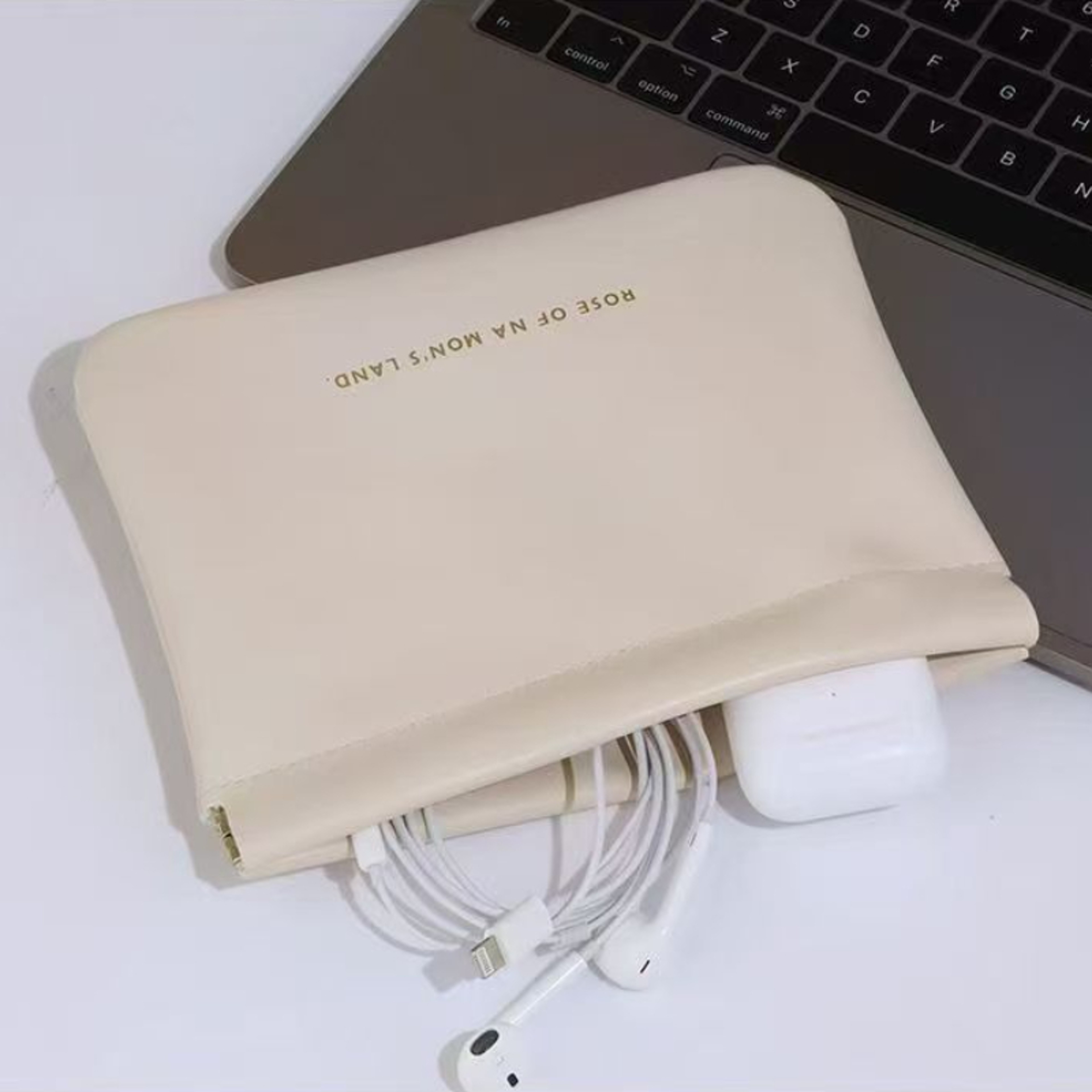 Portable PU Leather Tech Organizer with Snap Closure for Earphones, Cable, Charger, Toiletry and Travel Makeup Carry Cas – view 5