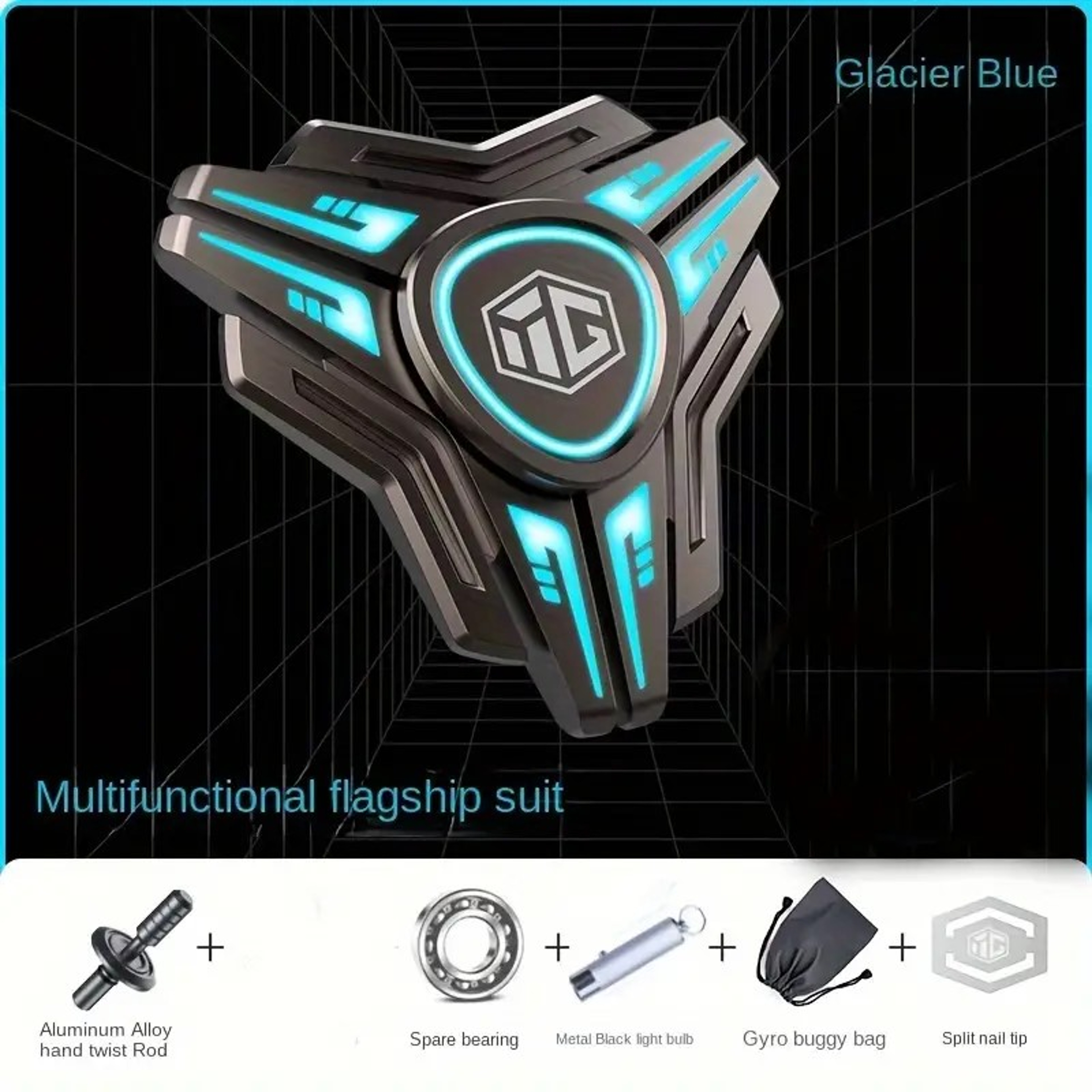 High Speed Metal Gyro Spinner, Smooth Bearings, Alloy Light Up Office Toy for Stress Relief – view 8