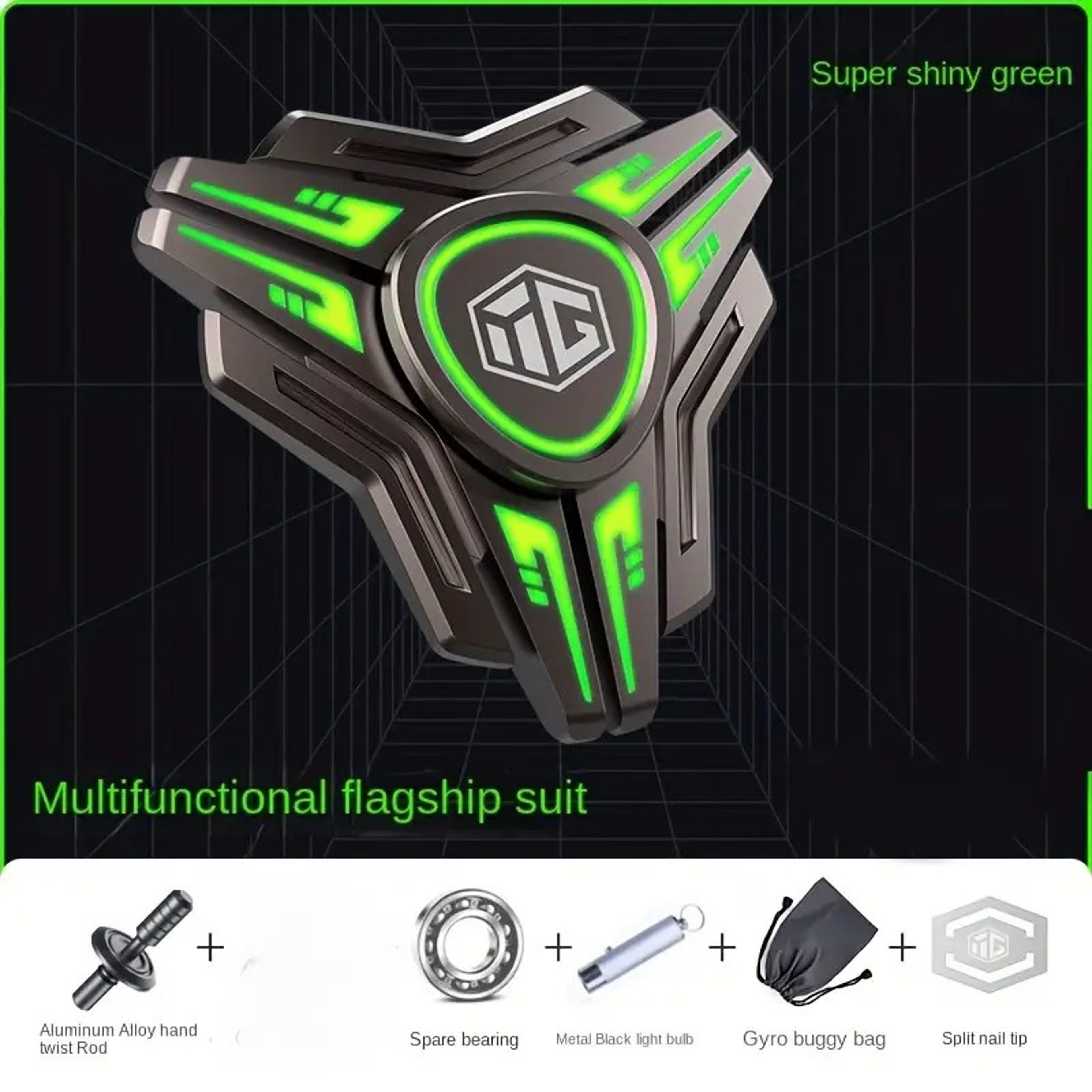 High Speed Metal Gyro Spinner, Smooth Bearings, Alloy Light Up Office Toy for Stress Relief – view 9