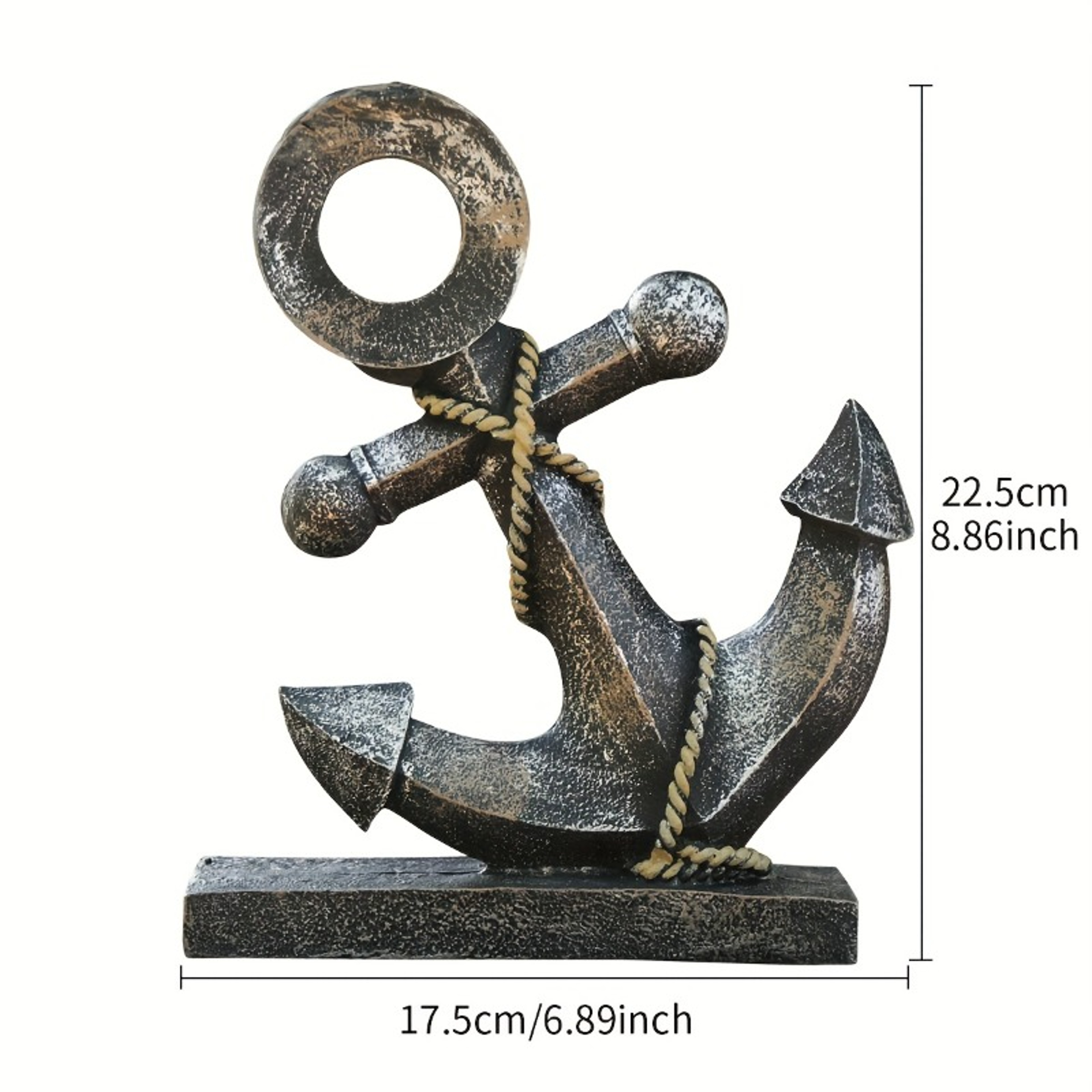 Creative Antique Ship Anchor Sculpture, Retro Resin Decoration for Navigation – view 2