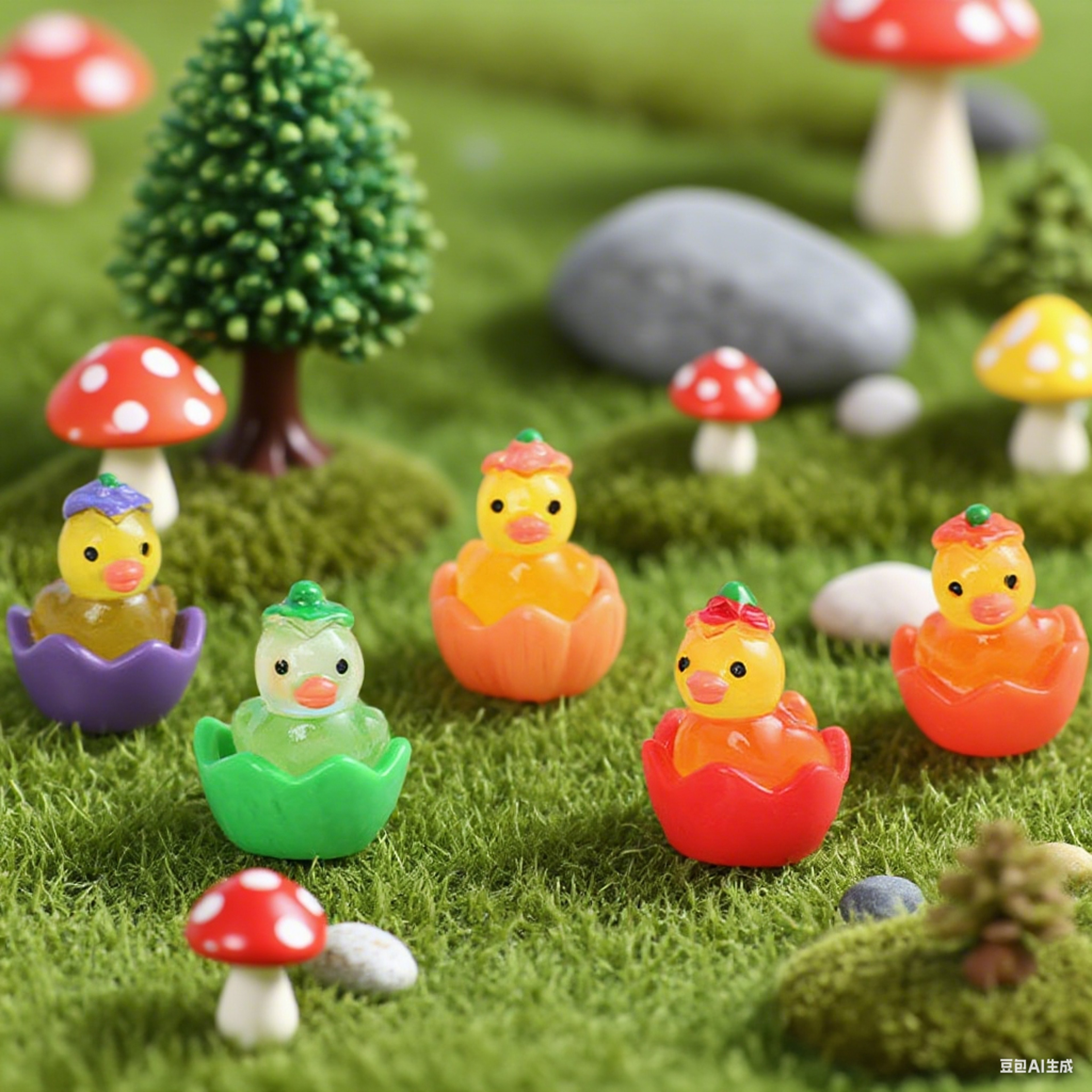 Glow in The Dark Luminous Resin Ducks, Vegetable Fruit Style, Tiny Animal Figures for Home Decor – view 2