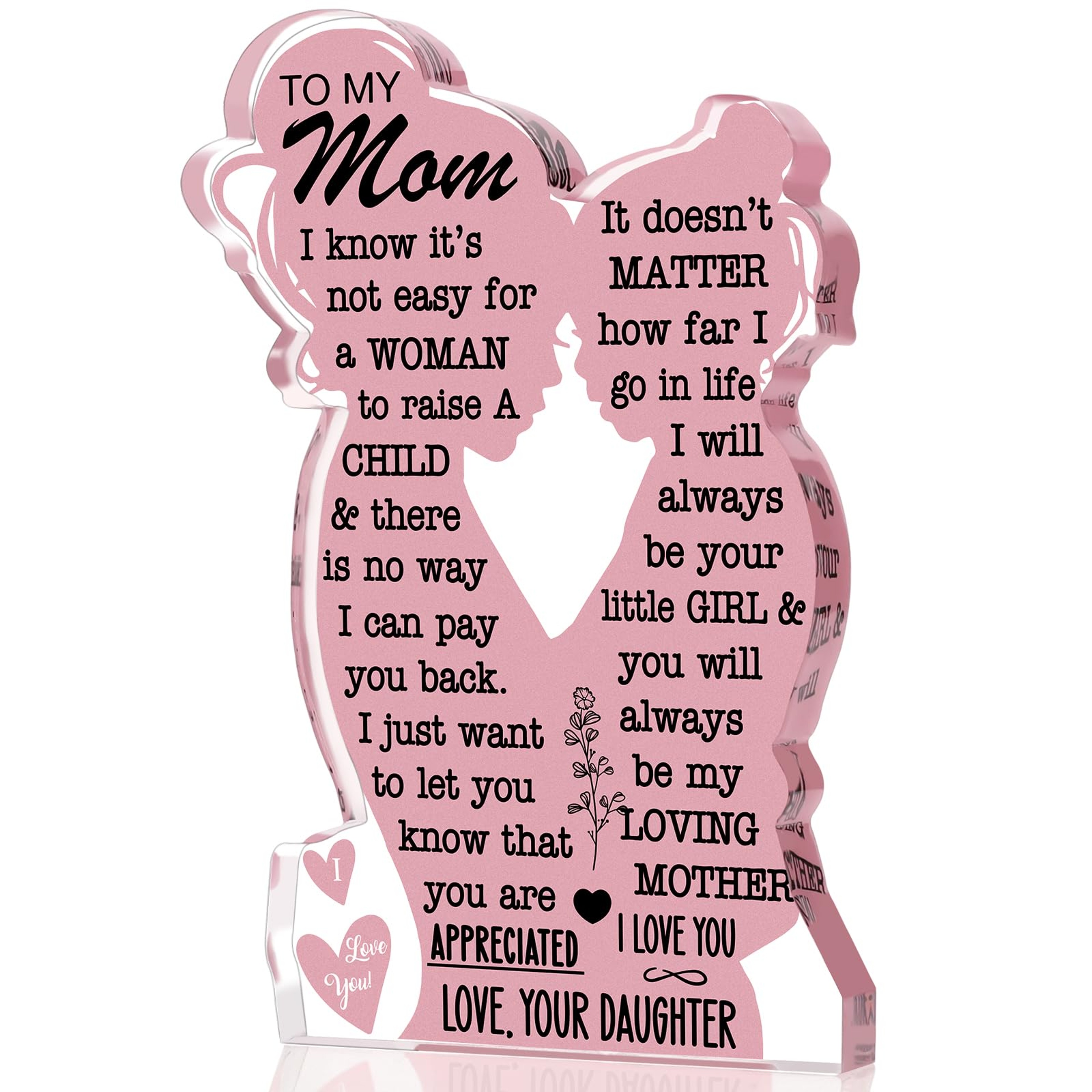 I Love Mom Gift, Mother's Day Acrylic Plaque, Best Mom Ever Sign for Birthday – view 7