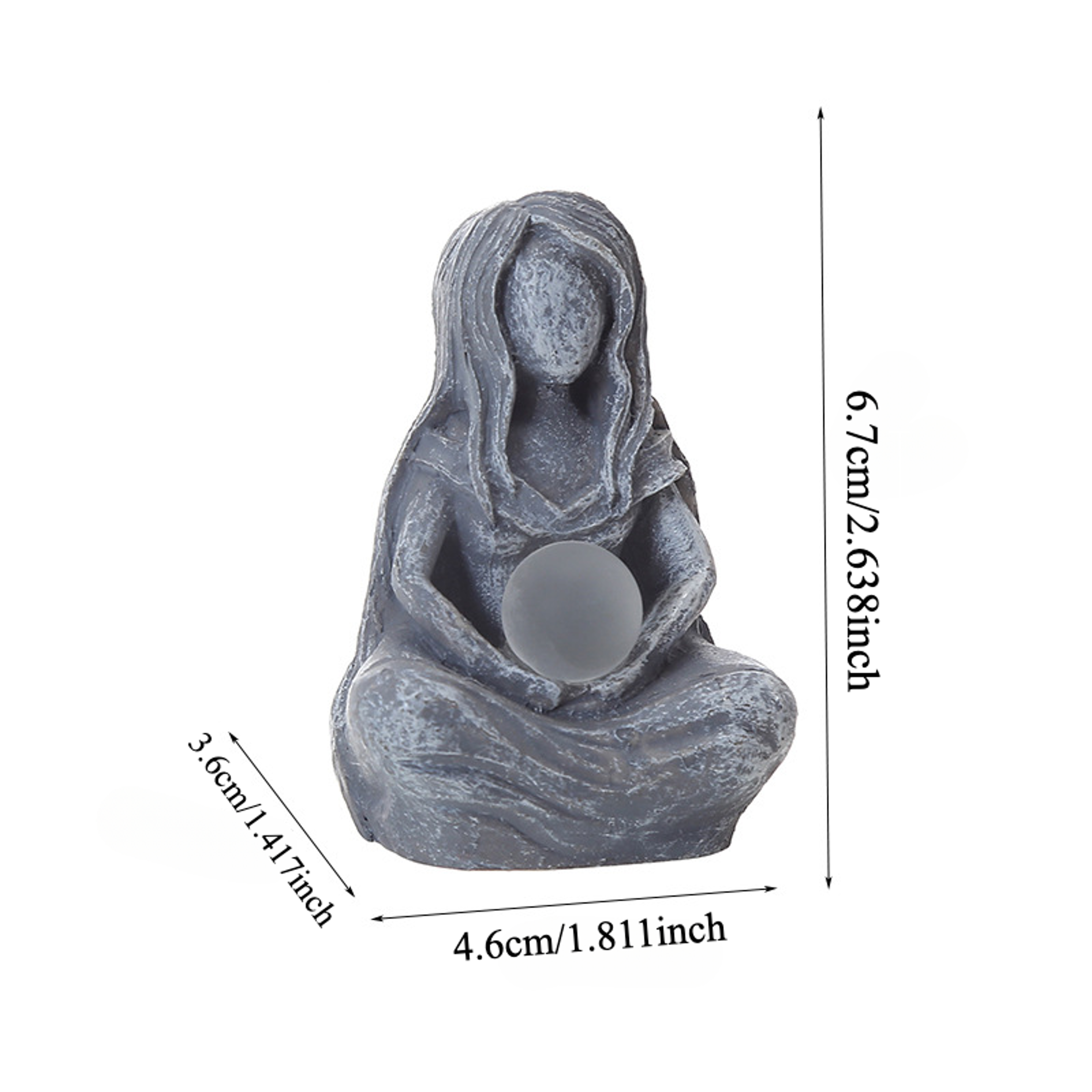 Meditation Style Moon Goddess Statue Ornament, Imitation Stone Texture Healing Home Decoration – view 7