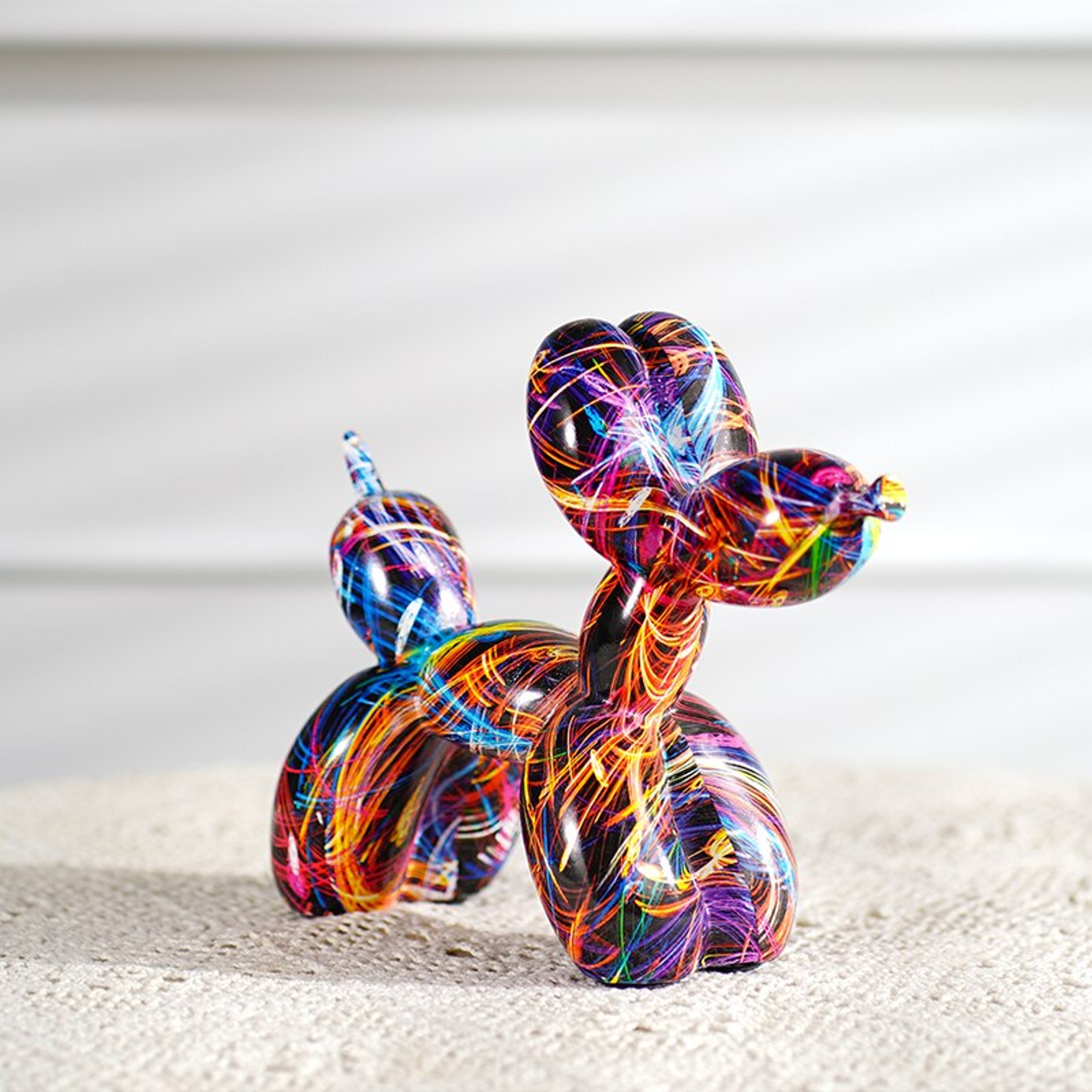 Colorful Resin Graffiti Balloon Dog Figurines For Interior Home Decoration Artistic Animal Statue C 4