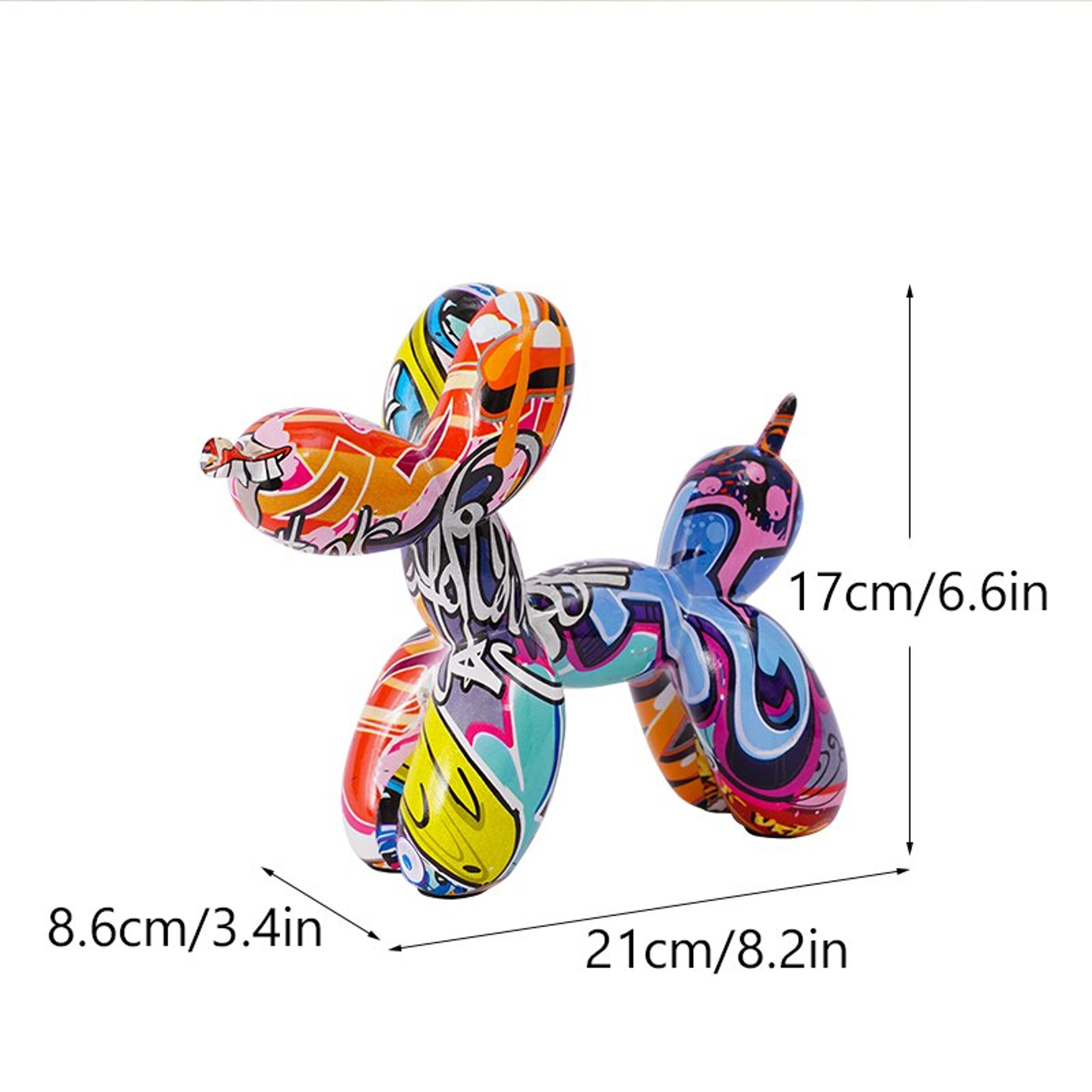 Colorful Resin Graffiti Balloon Dog Figurines For Interior Home Decoration Artistic Animal Statue C 5