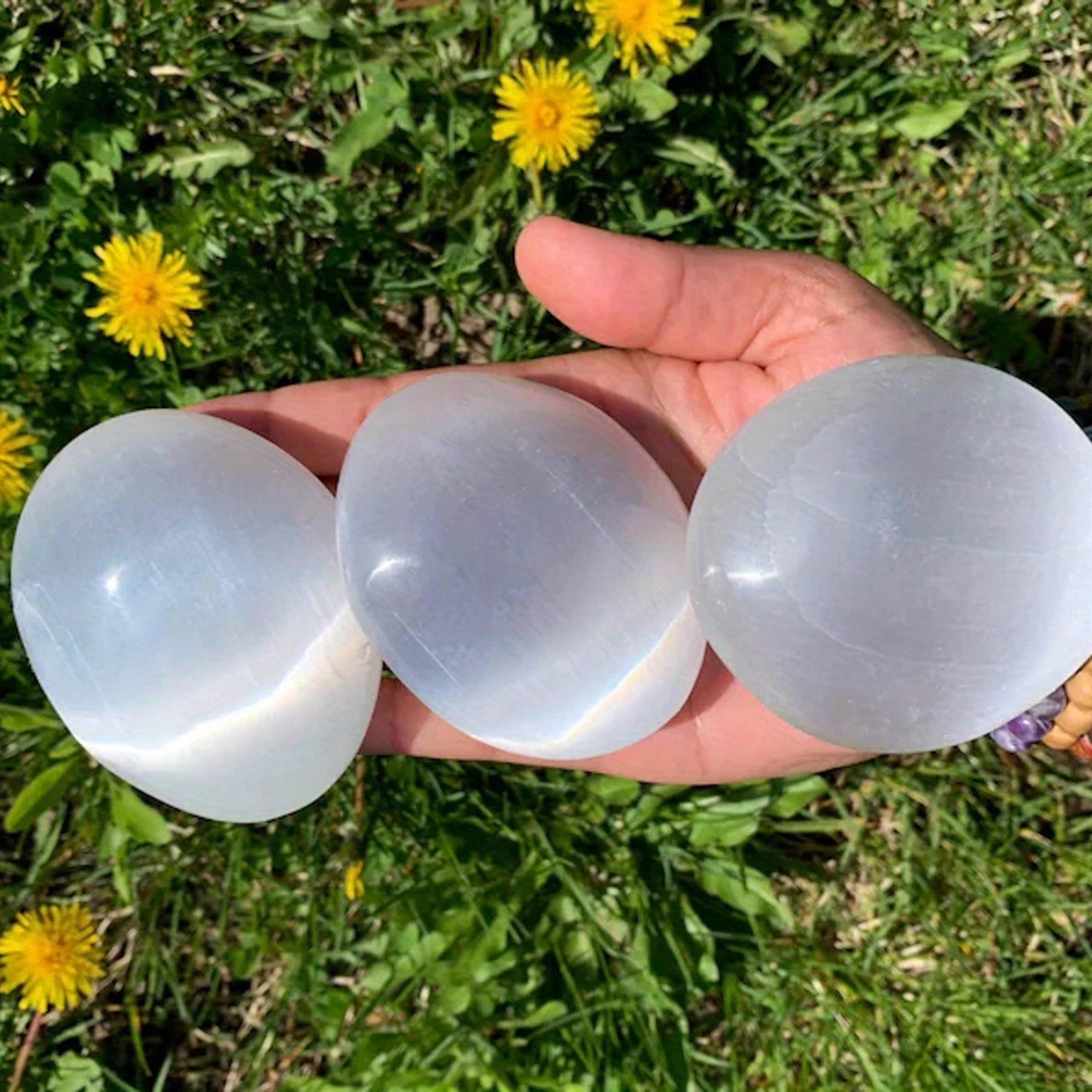 Polished Oval Selenite Palm Crystal Stone, Natural Mineral Design for Meditation, Home Decor & Holiday Gifts – view 4