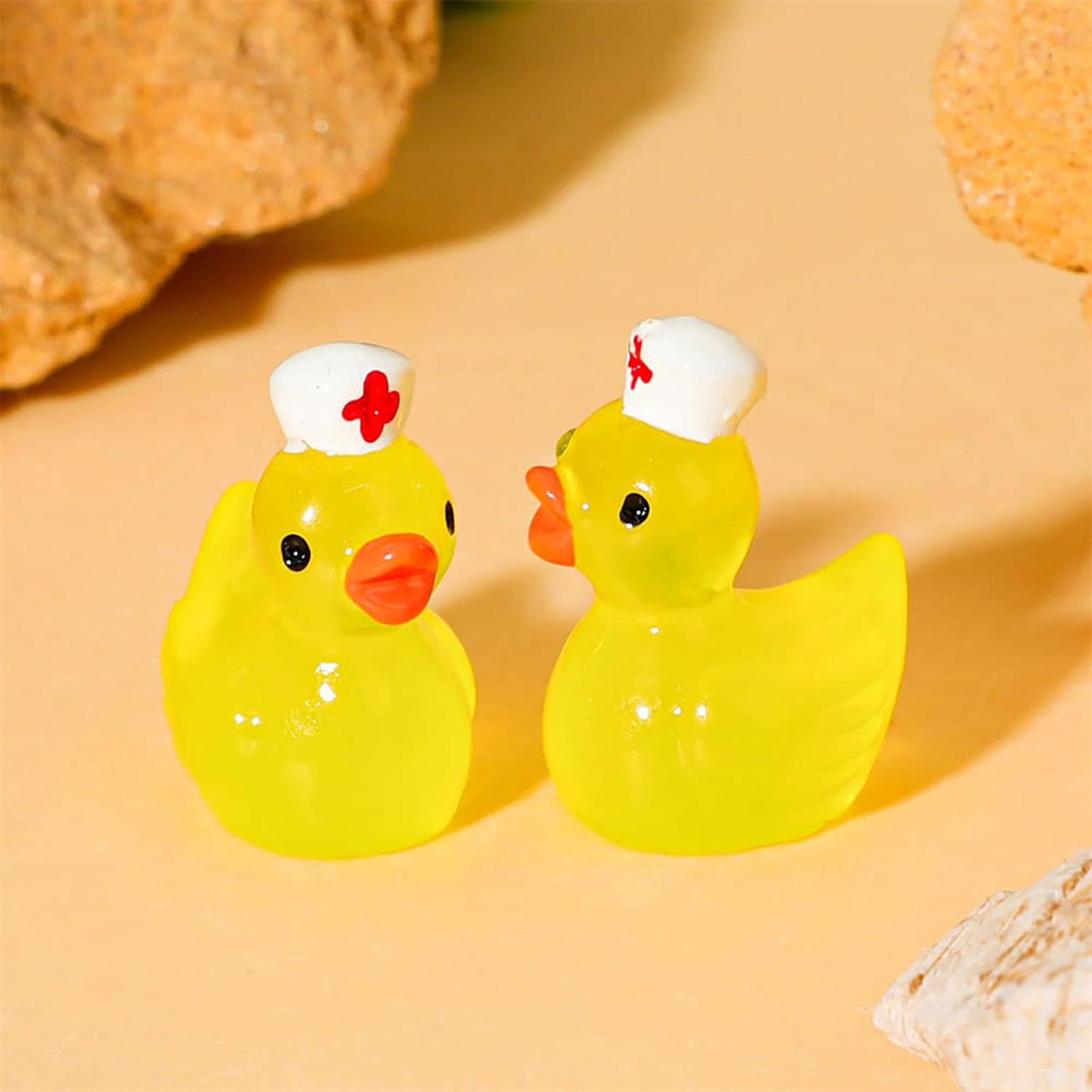 Fairy Garden Decor, Glow in Dark Nurse Duck Figurine, Fluorescent Night Light, Miniature Accessories for DIY Micro Lands – view 2