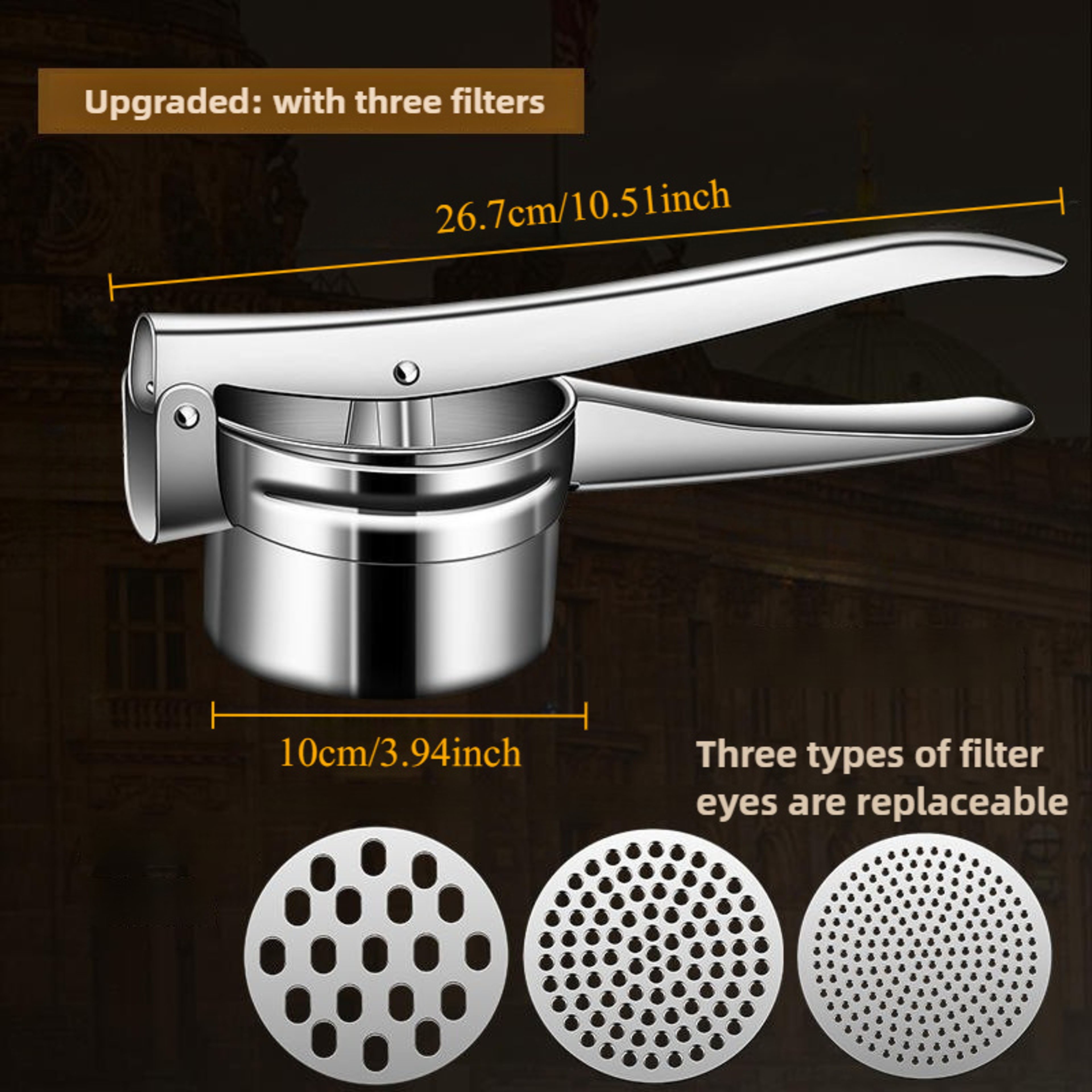 Stainless Steel SqueezerJuicer Press for Crushing Mashed Potatoes, Fruit & Vegetable Puree - Kitchen Tool – view 6