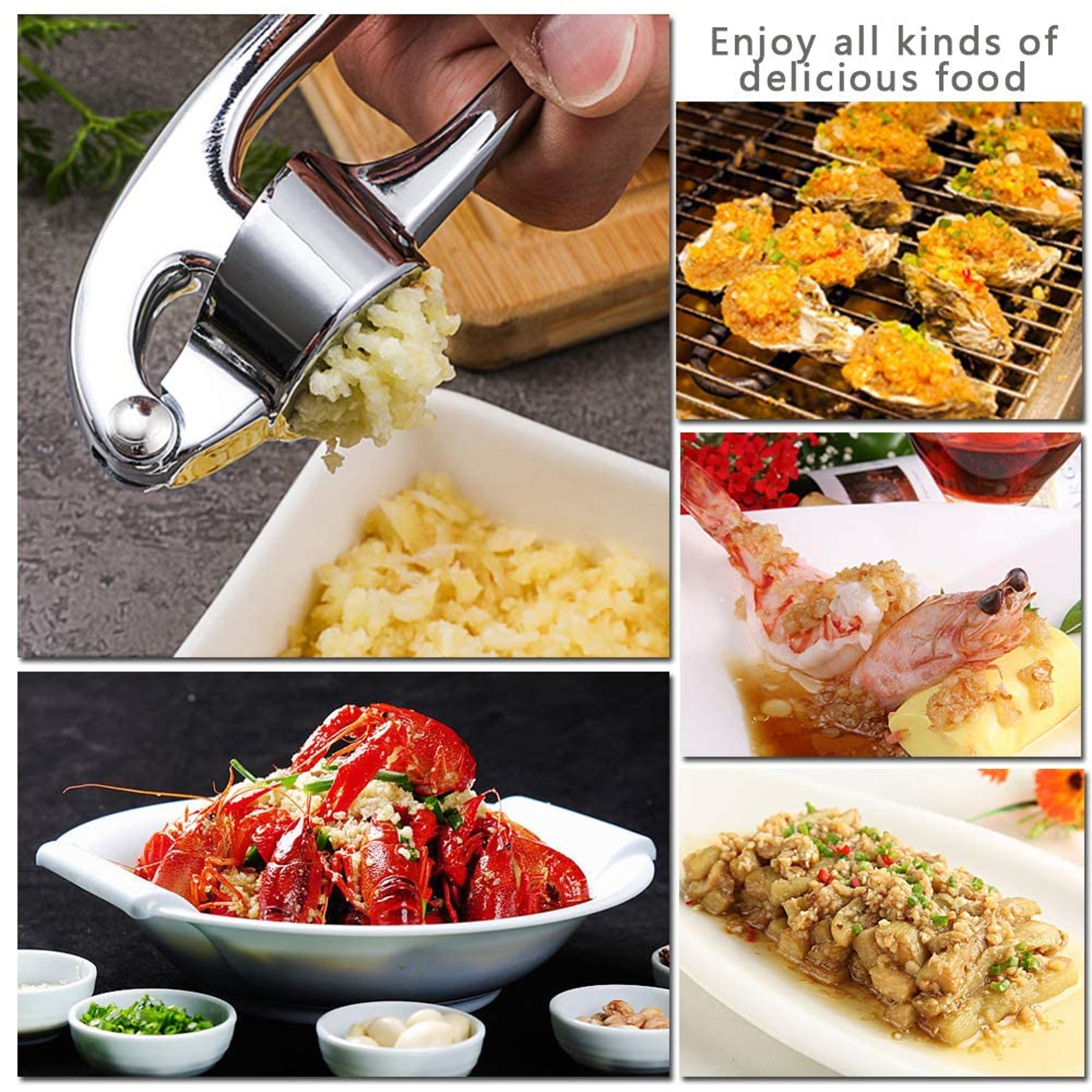 Garlic Press Rocker Grinder Tools, Kitchen Garlic Mincer Crusher Squeezer, Ginger Crusher with Easy Grip – view 3