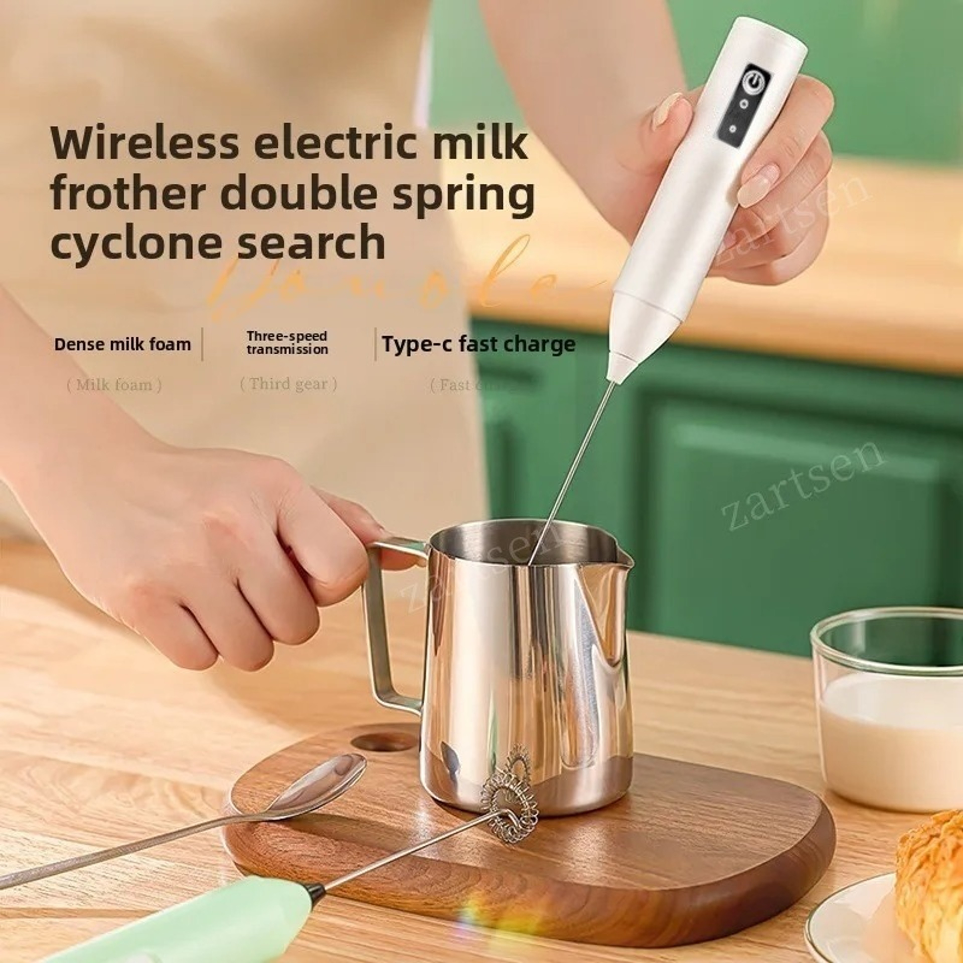 Rechargeable USB C Milk Frother Wand For Coffee Cappuccino  Cream 2