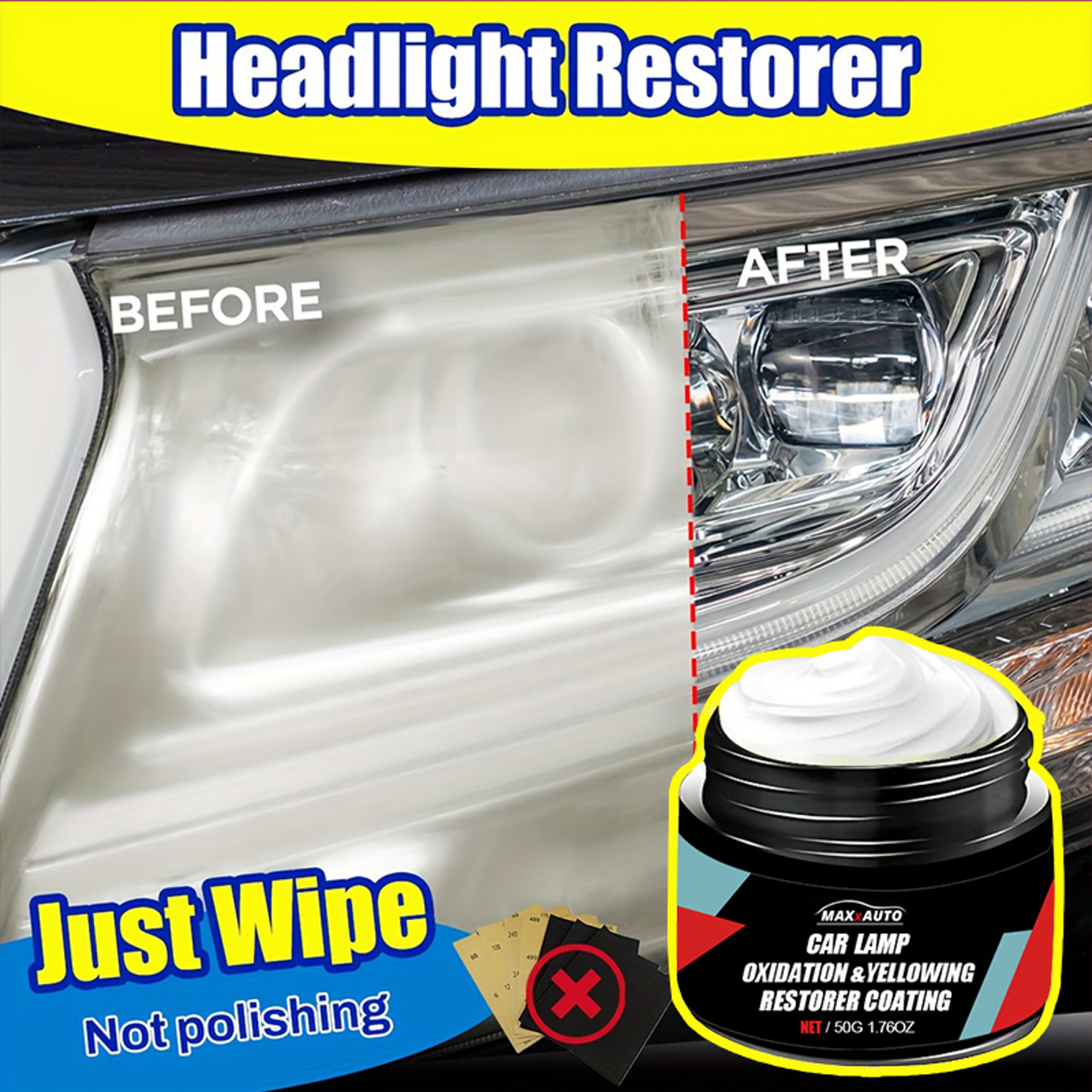 Premium Auto Headlight Restoration Kit With Headlight Polish Scratch  Oxidation Repair Paste 5