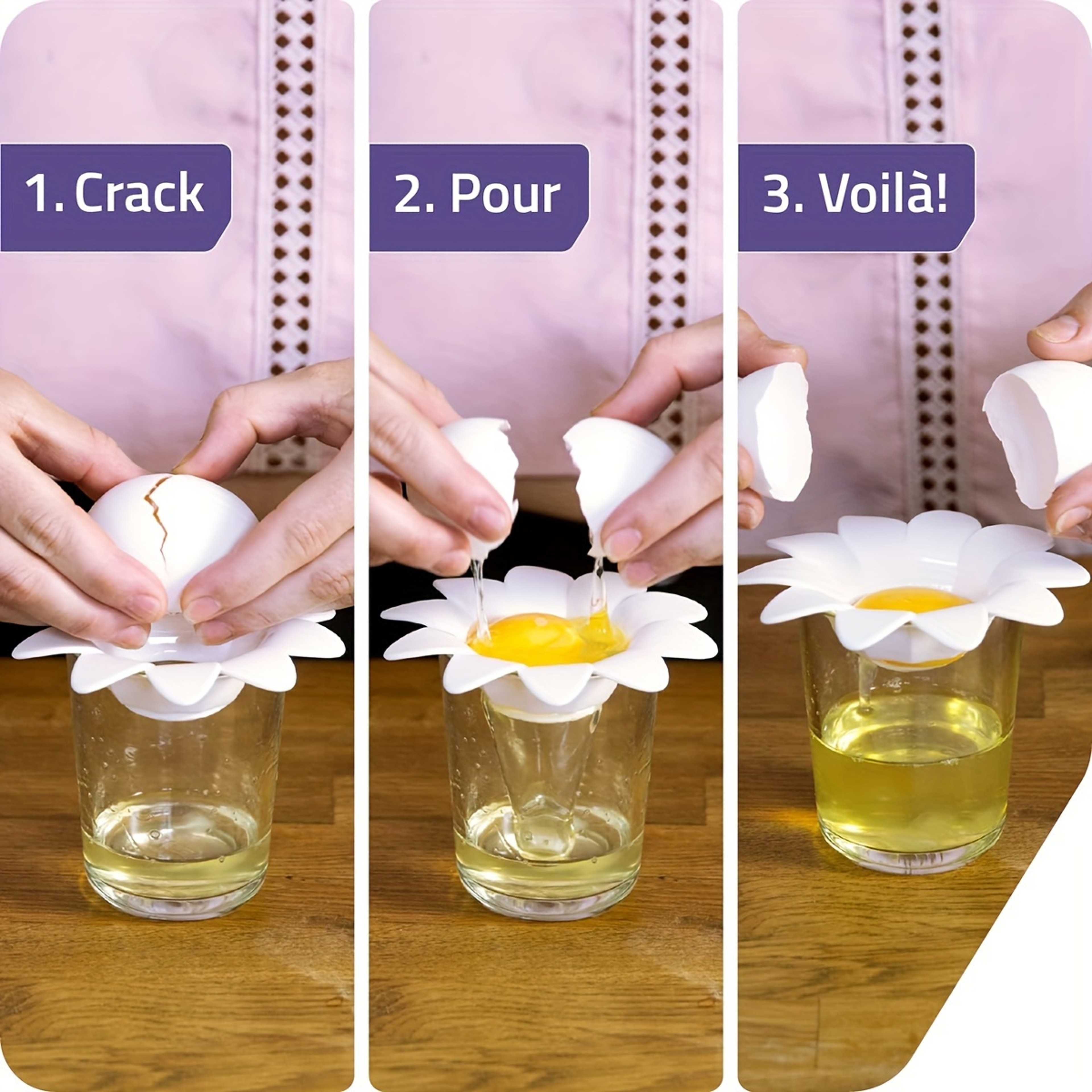 Blossom Egg Separator Tool Easy Egg Yolk Separator For Baking  Cooking 4