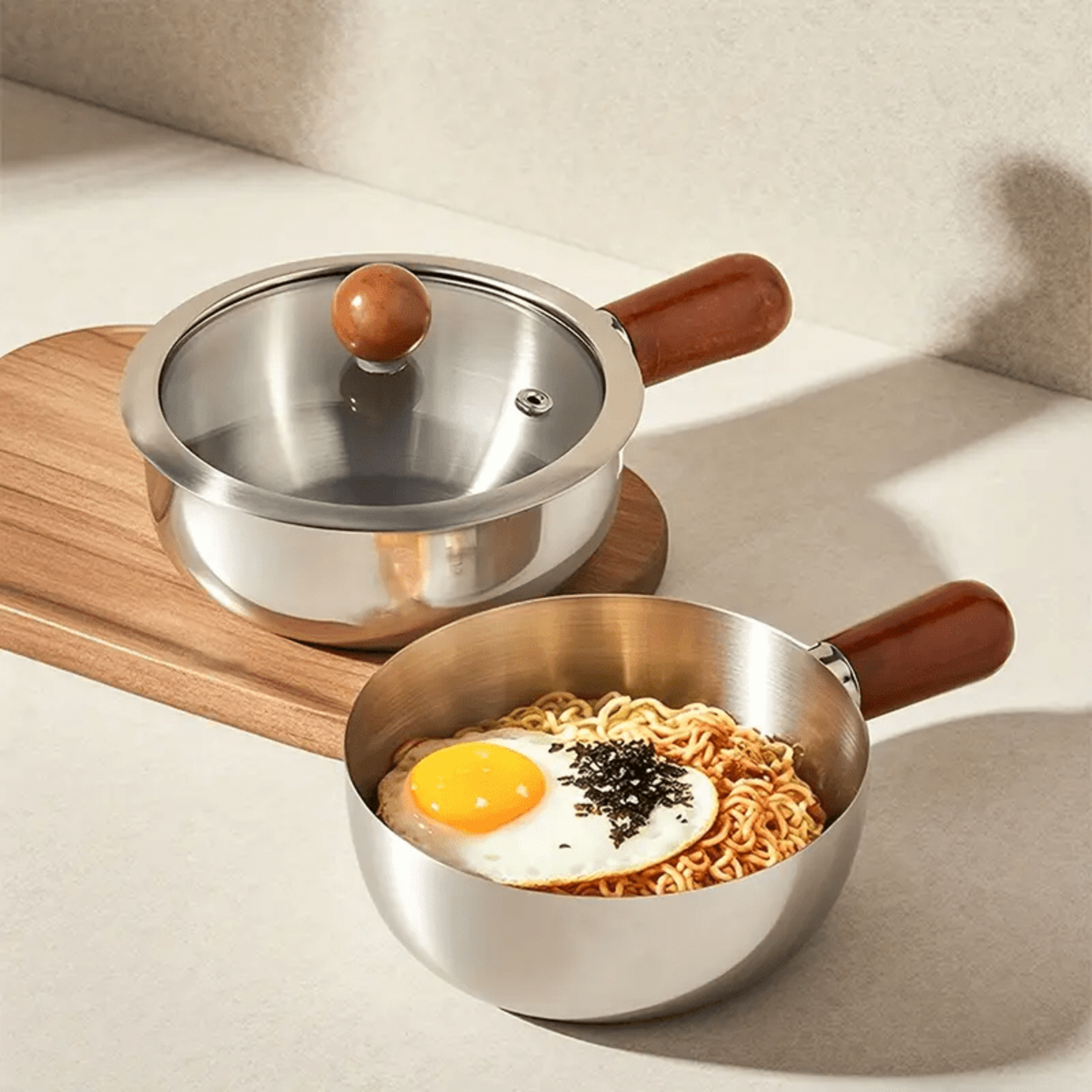 Velora Stainless Steel Milk Pot With Wooden Handle Milk Warmer Pot For Induction  Daily Cooking 0