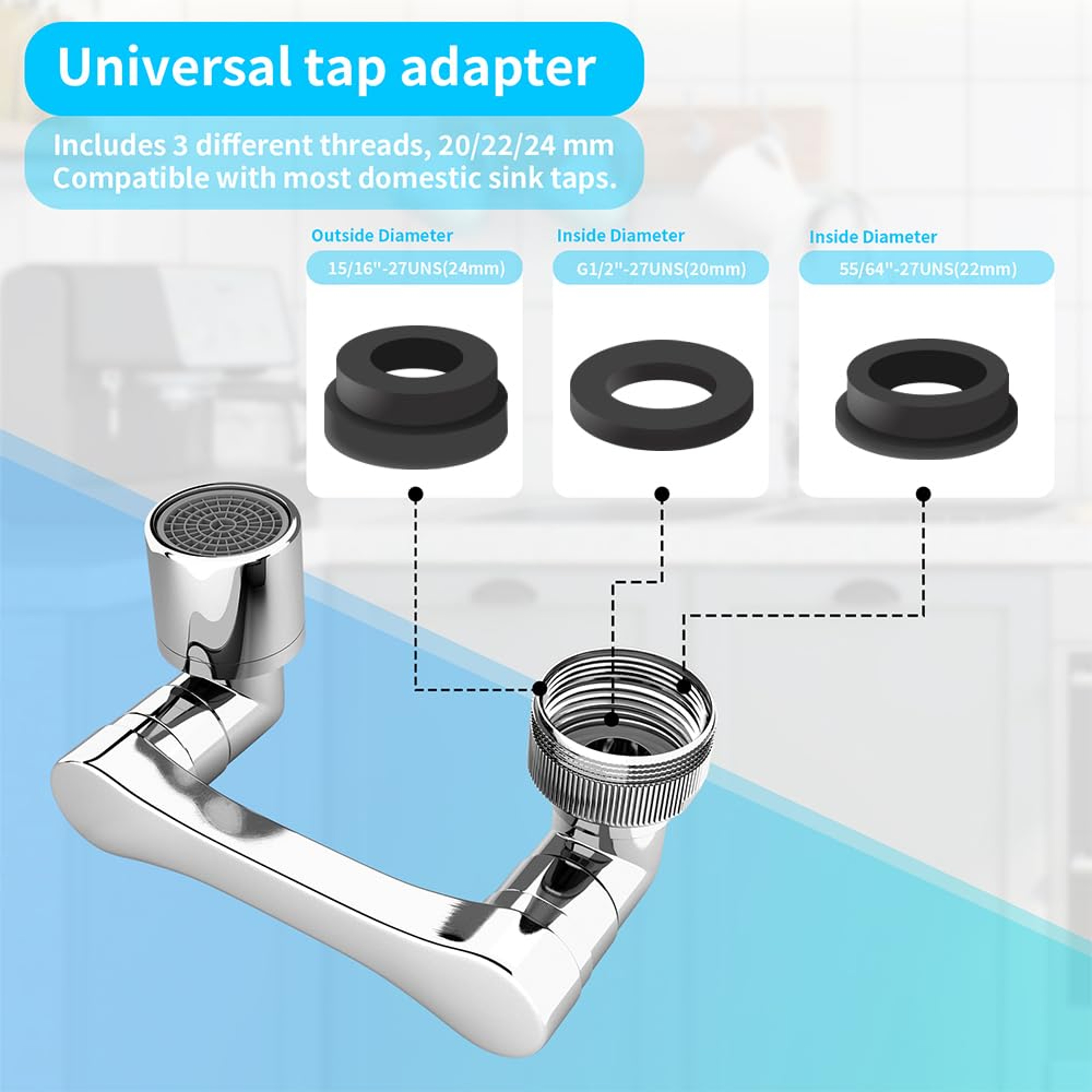 FlexFlow Rotating Faucet Extender With Dual Spray Modes 1