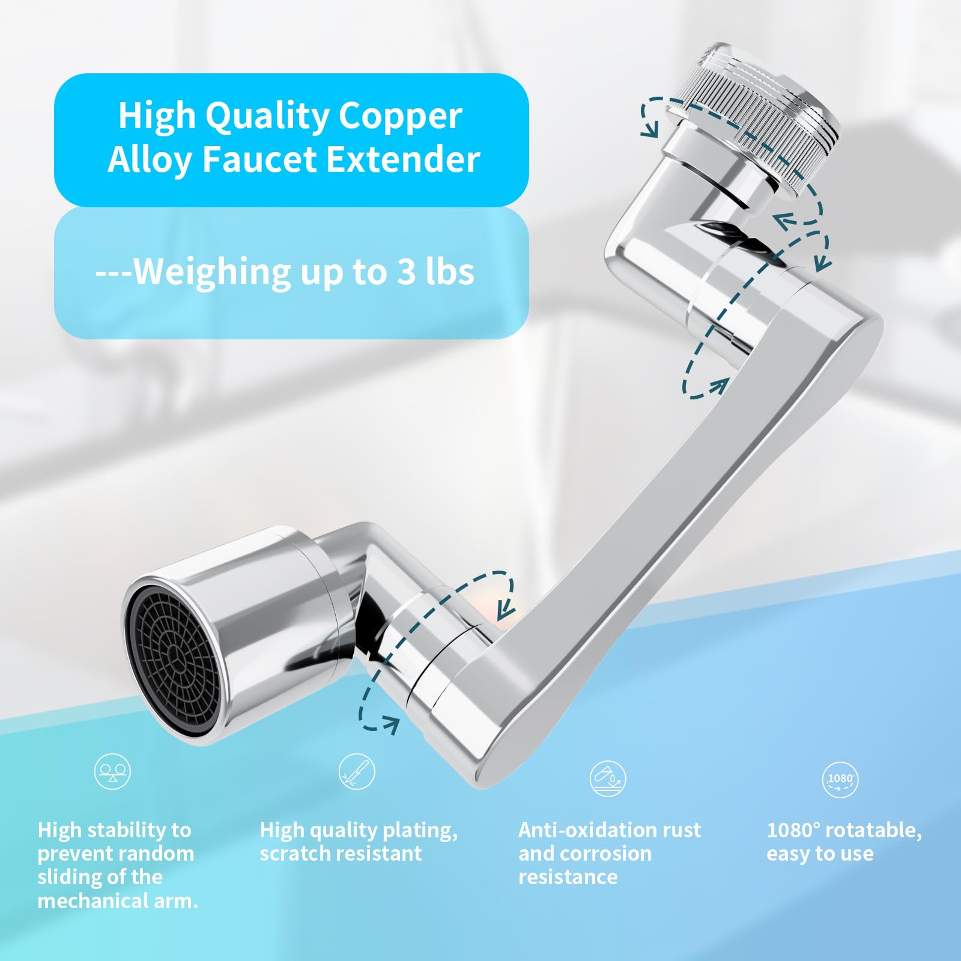 FlexFlow Rotating Faucet Extender With Dual Spray Modes 2