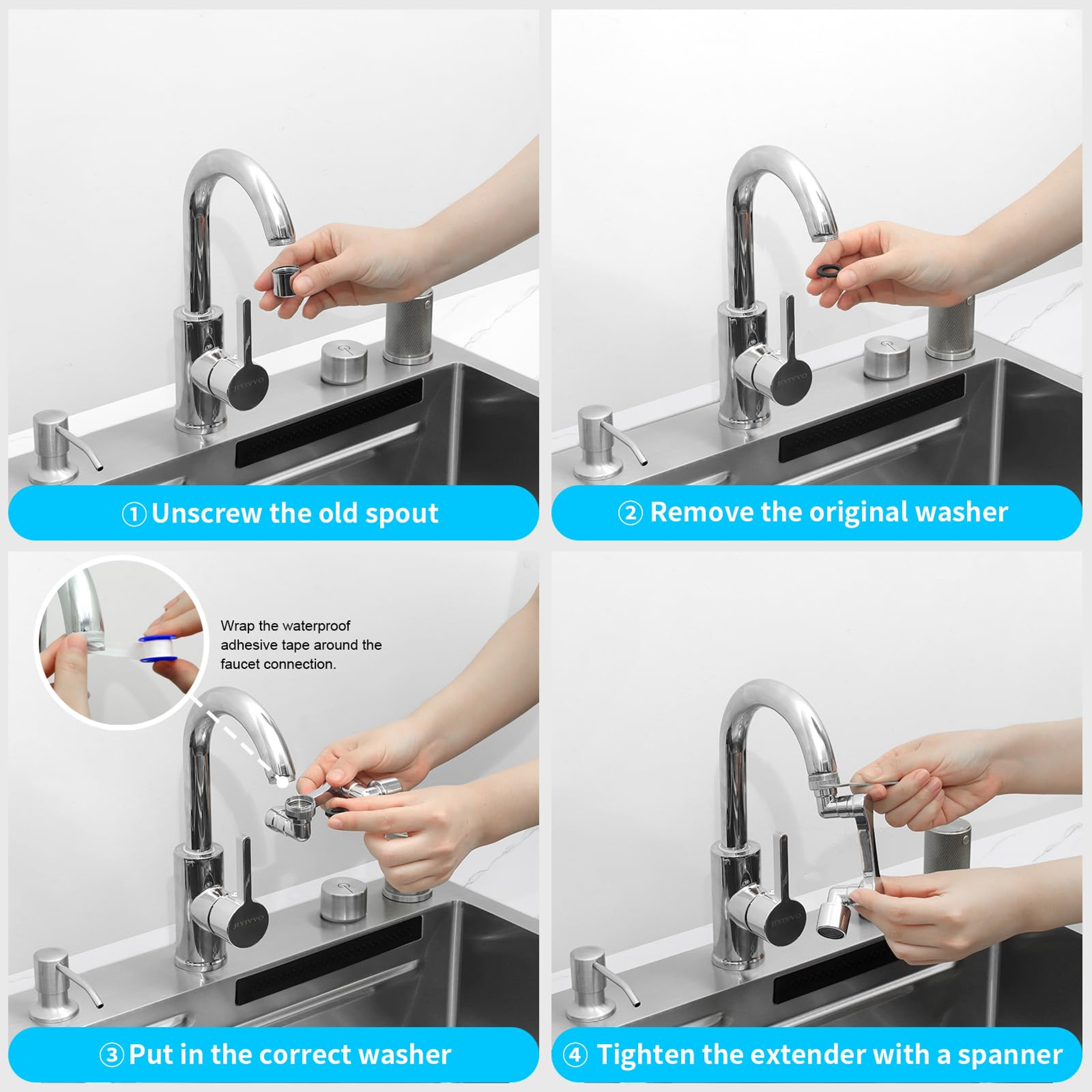 FlexFlow Rotating Faucet Extender With Dual Spray Modes 3