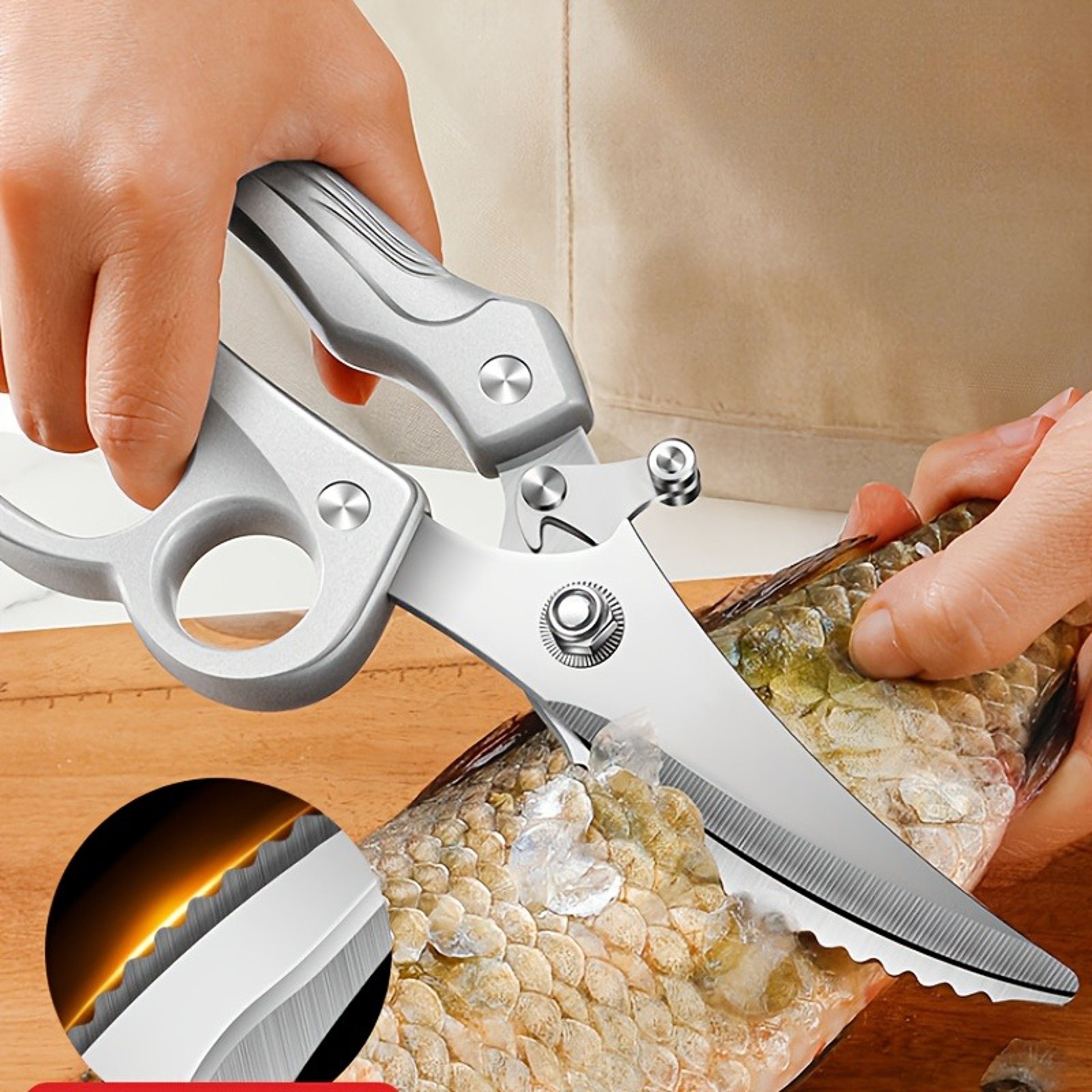 Heavy Duty Poultry Shears Pro Spring Loaded Kitchen Shears For Bones Fish  Shells 2