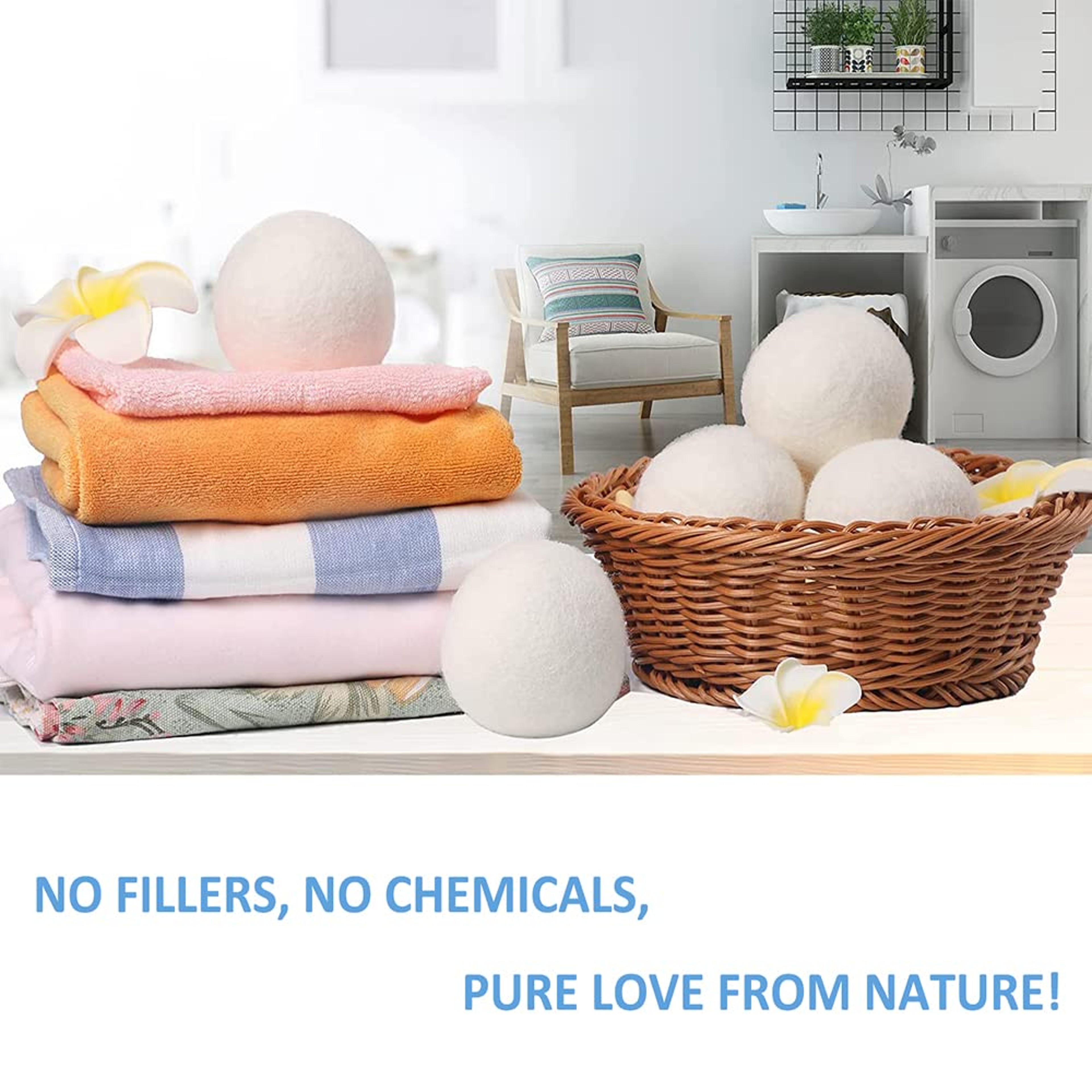 EcoClean Reusable Wool Dryer Balls Set Natural Fabric Softener  Eco Friendly Laundry Dryer Balls 1