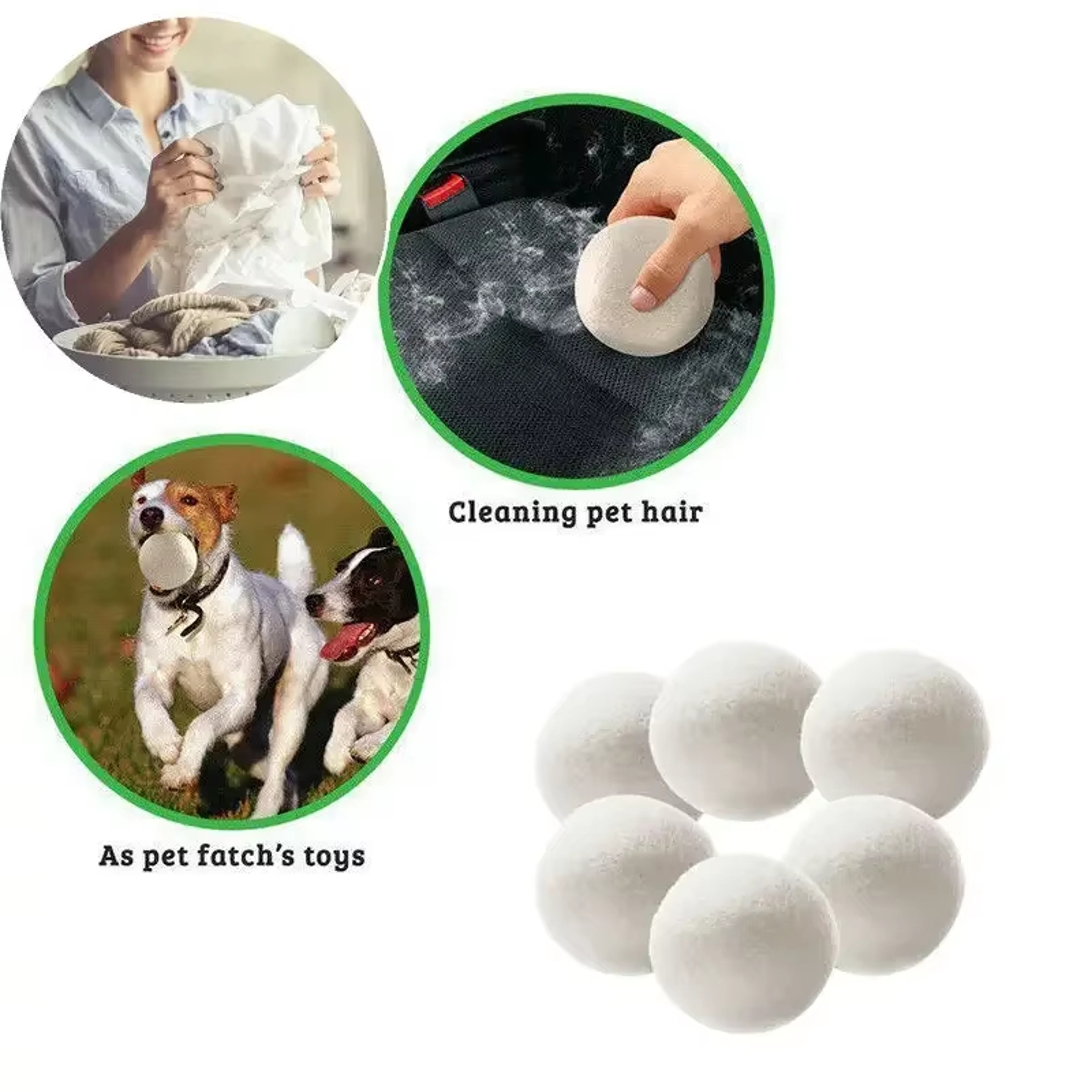 EcoClean Reusable Wool Dryer Balls Set Natural Fabric Softener  Eco Friendly Laundry Dryer Balls 2