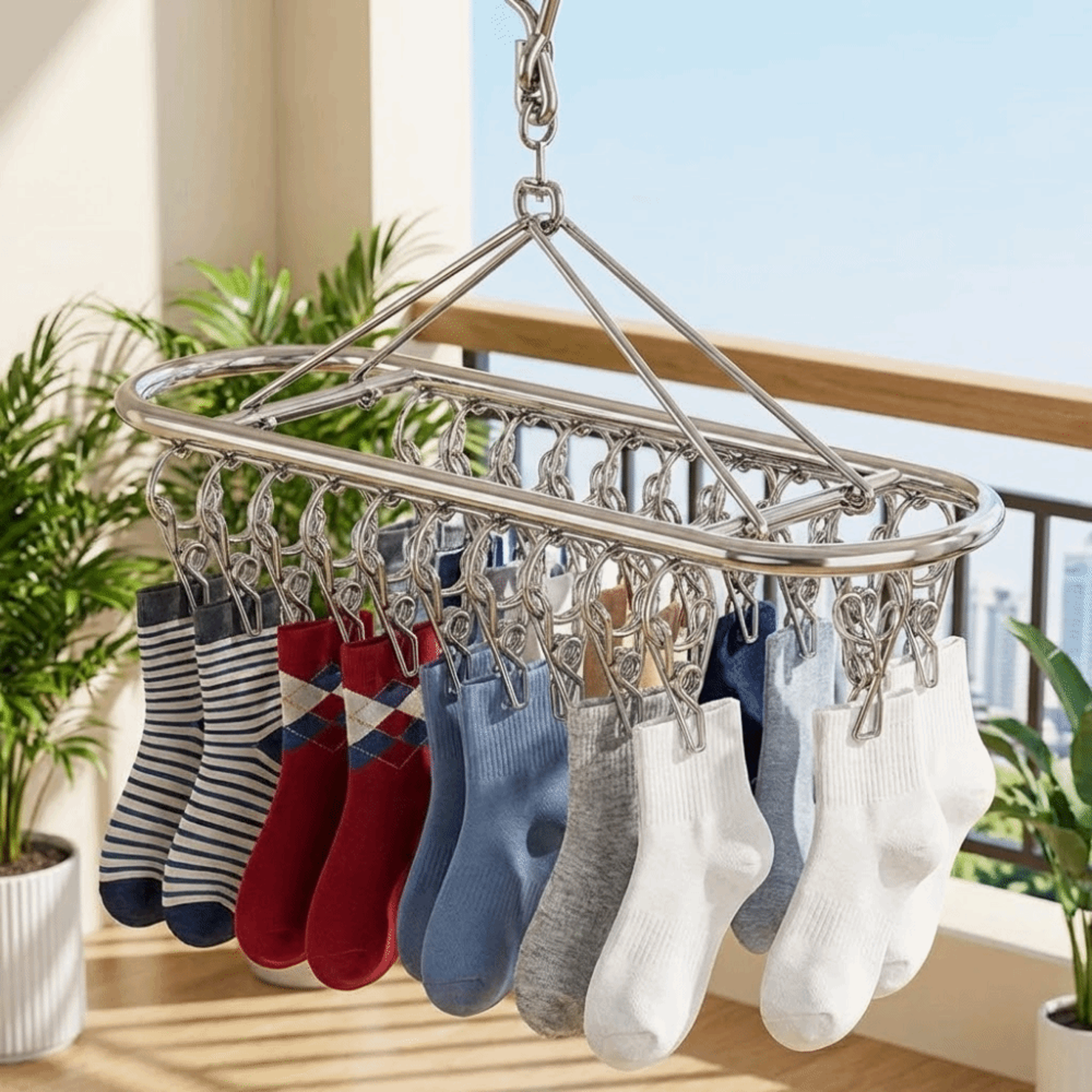 Stainless Steel Windproof Sock  Underwear Drying Rack Clip Laundry Clips Drying Holder 3