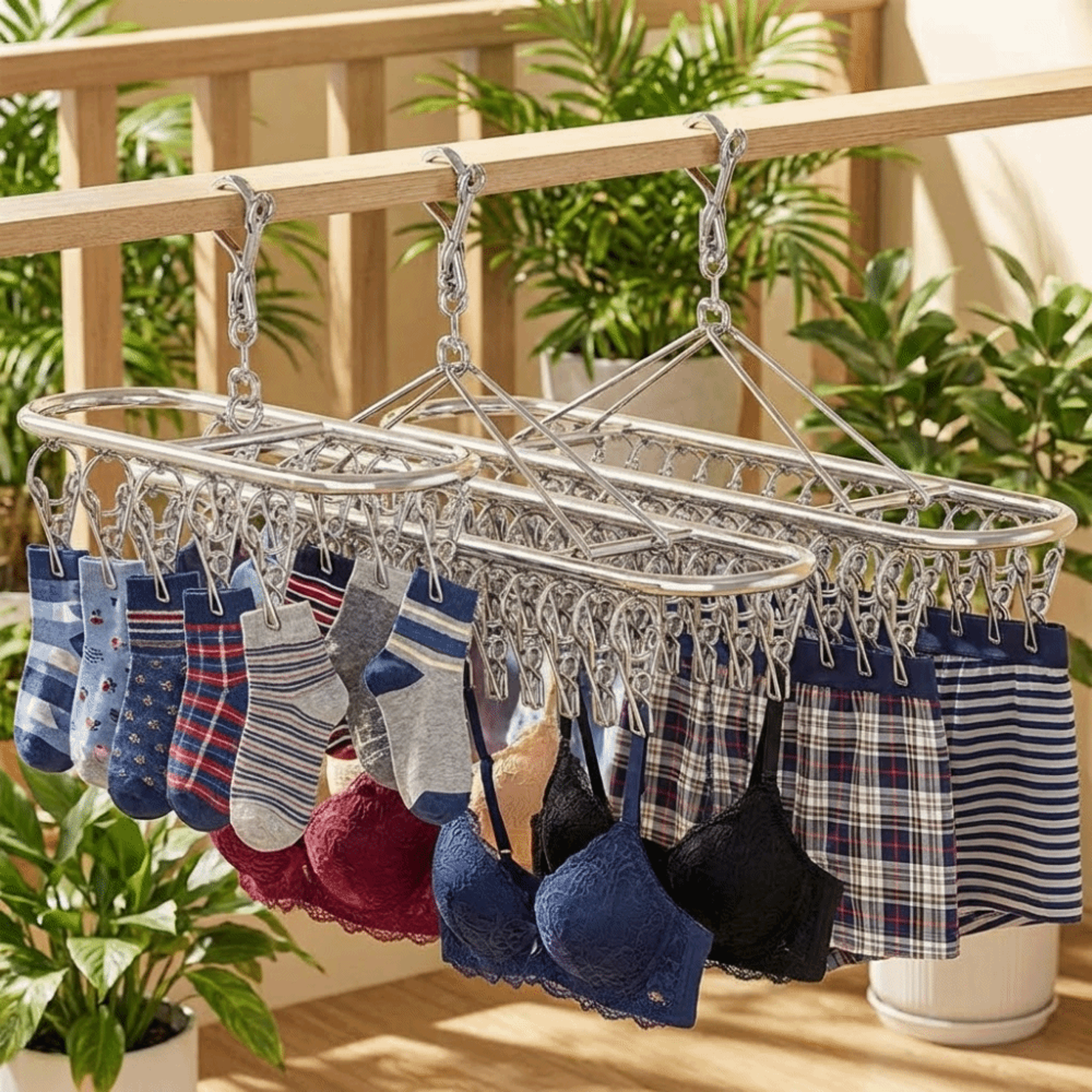 Stainless Steel Windproof Sock  Underwear Drying Rack Clip Laundry Clips Drying Holder 4