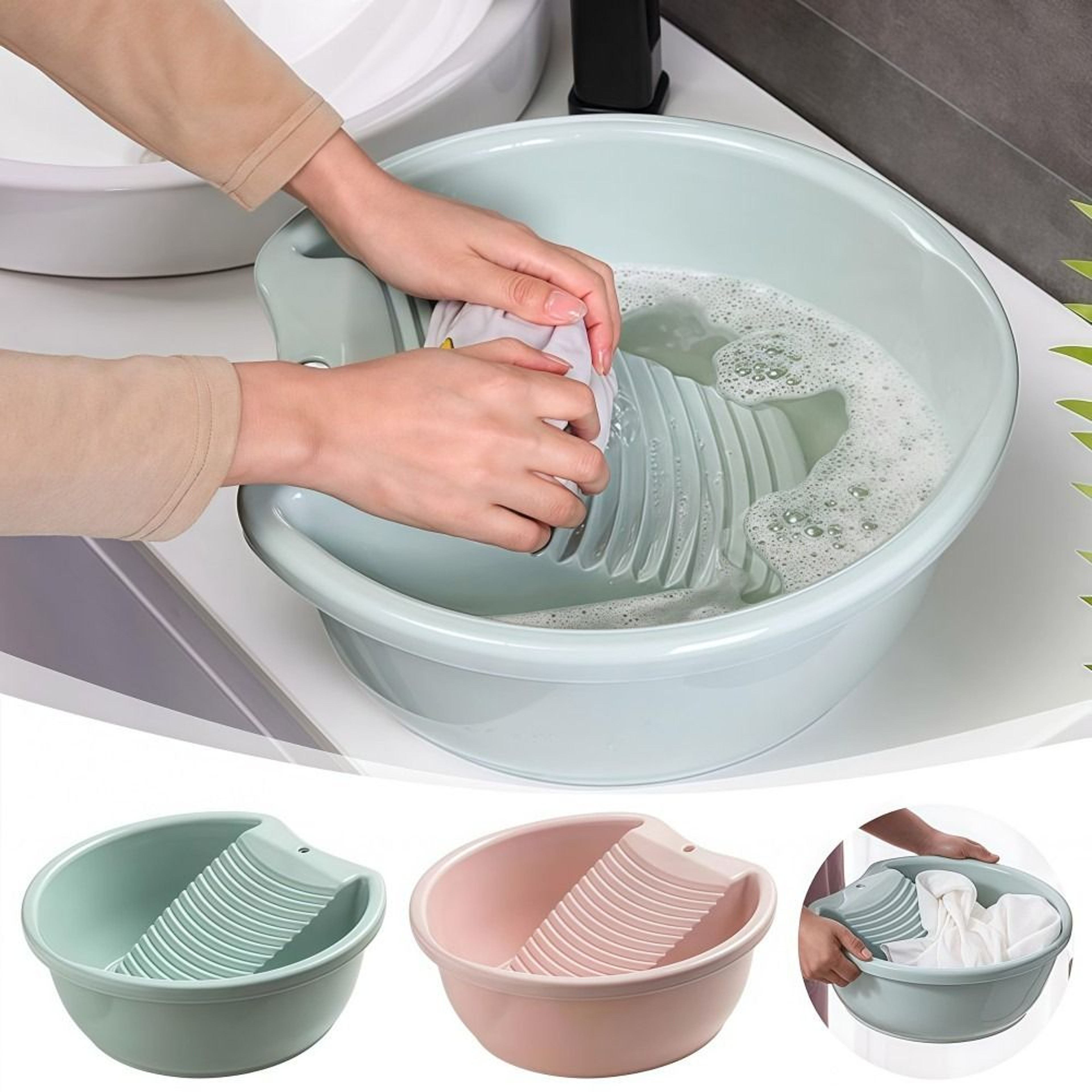Premium Hand Wash Laundry Tub With Built In Washboard Durable Plastic Laundry Tub 1