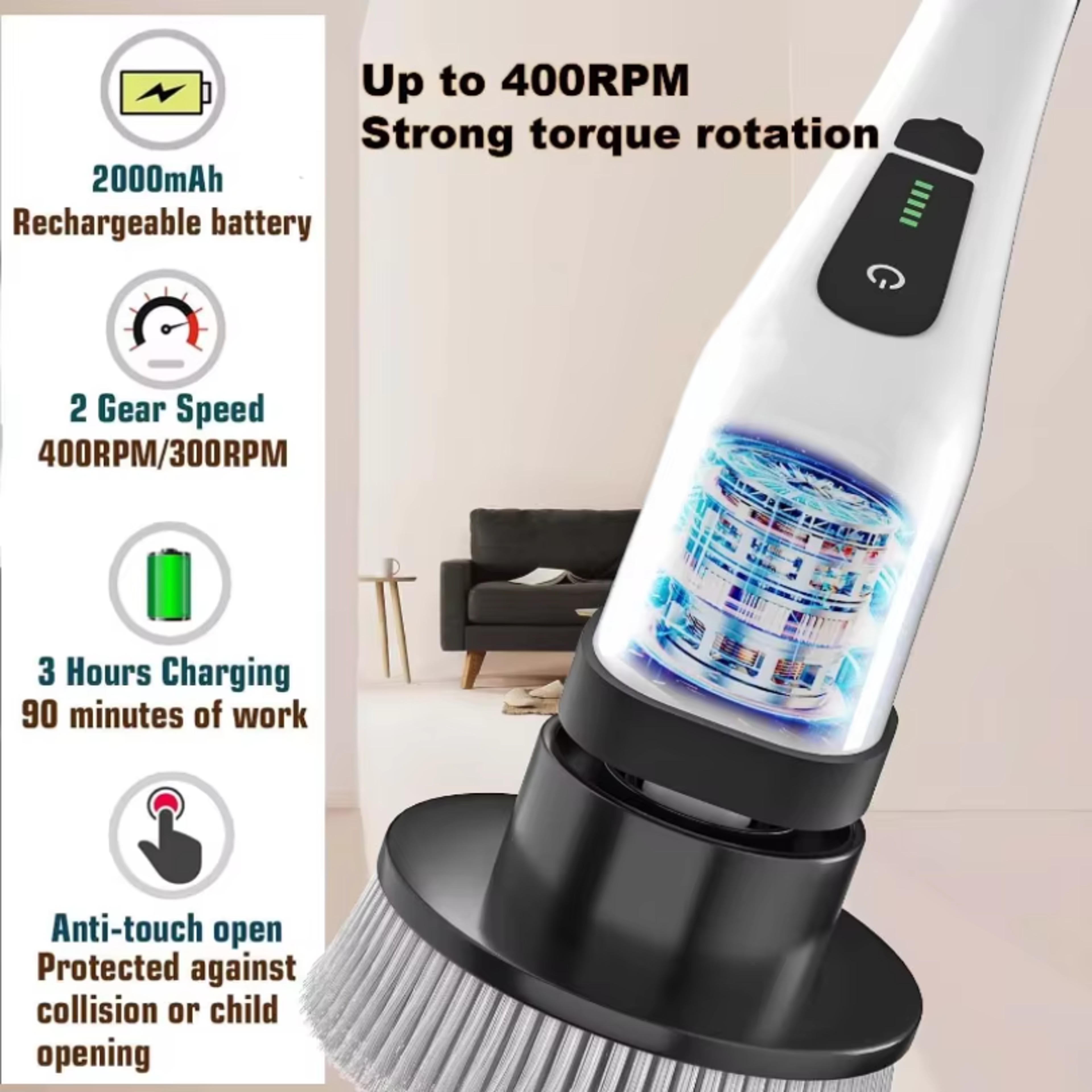 Cordless Electric Spin Scrubber Brush for Bathroom, Kitchen & Tile Deep Cleaning – view 3