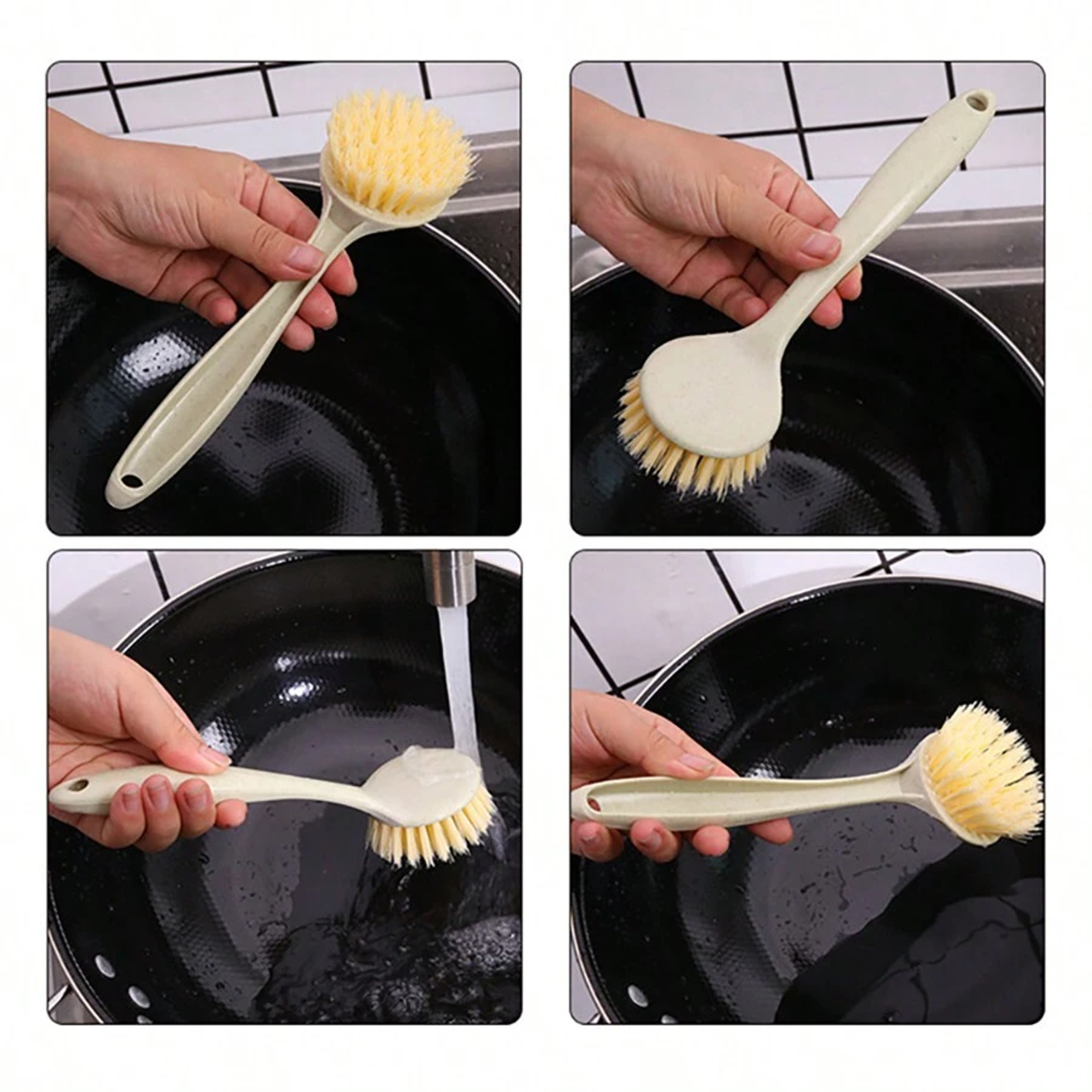 UltraClean Long Handle Kitchen Brush Oil Resistant Pot  Pan Scrubber 1