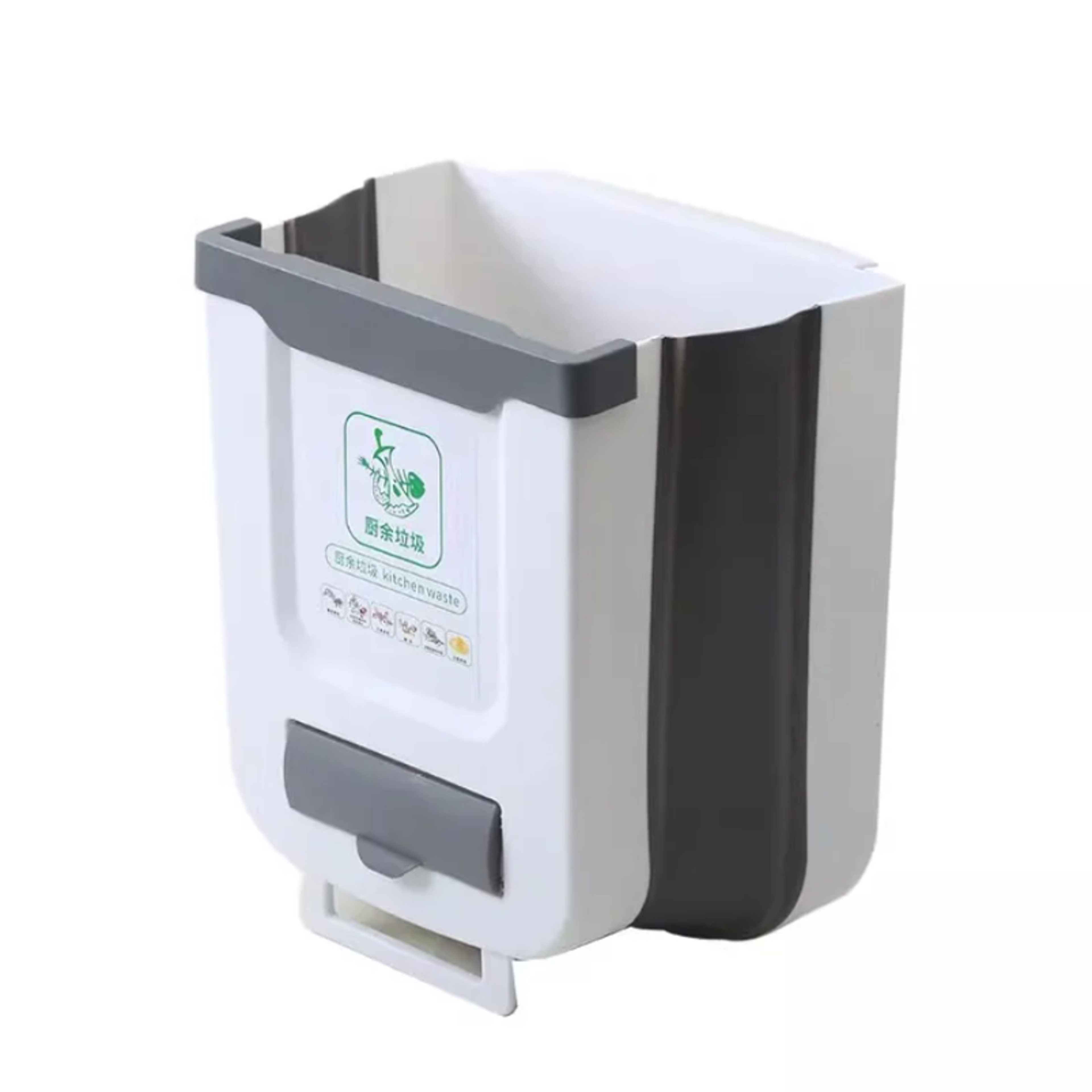 Space Saver Wall Mounted Folding Trash Can Kitchen Cabinet Door Trash Bin 5