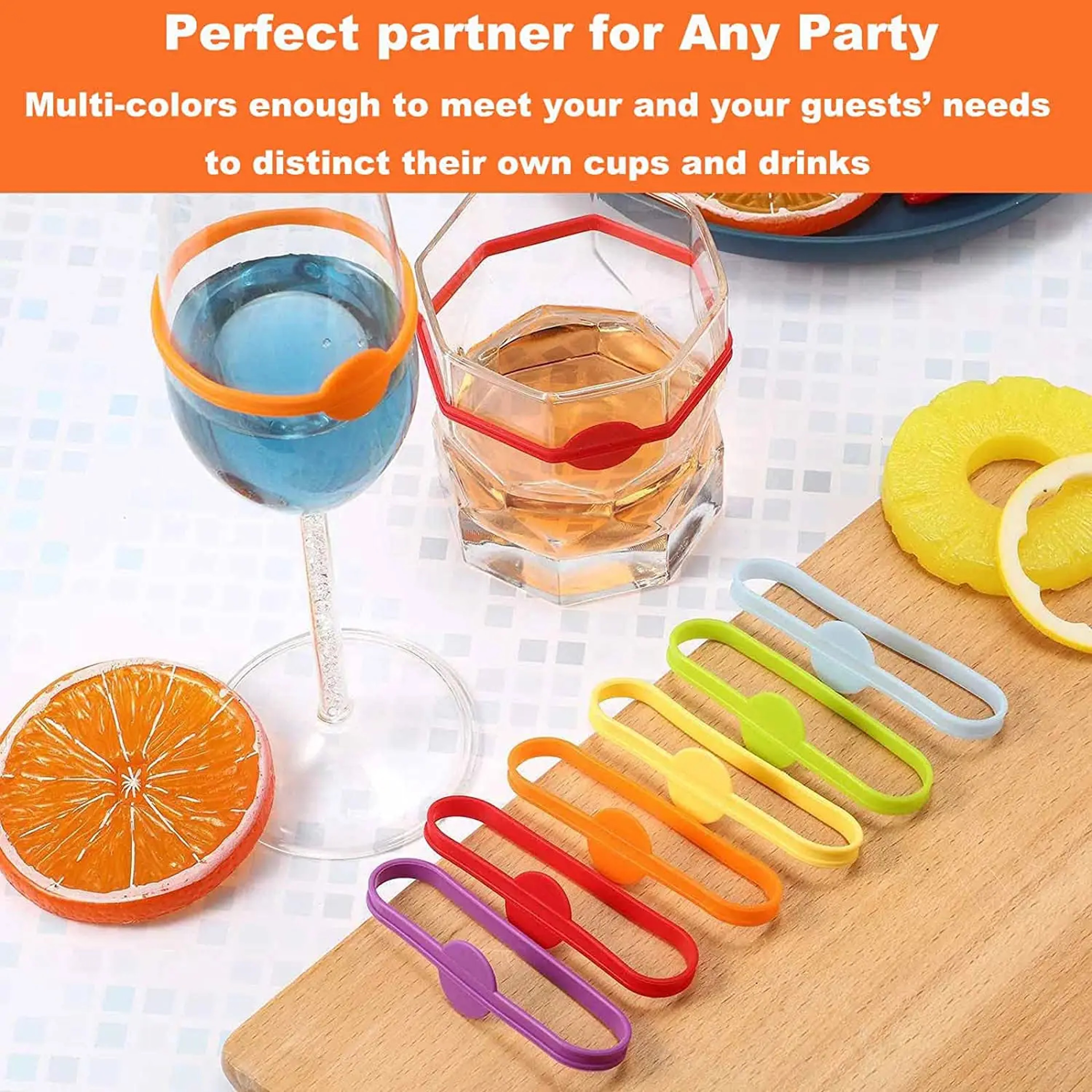 Silicone Drink Marker Charms Set For Wine Glasses And Cups Reusable Wine Glass Markers 2