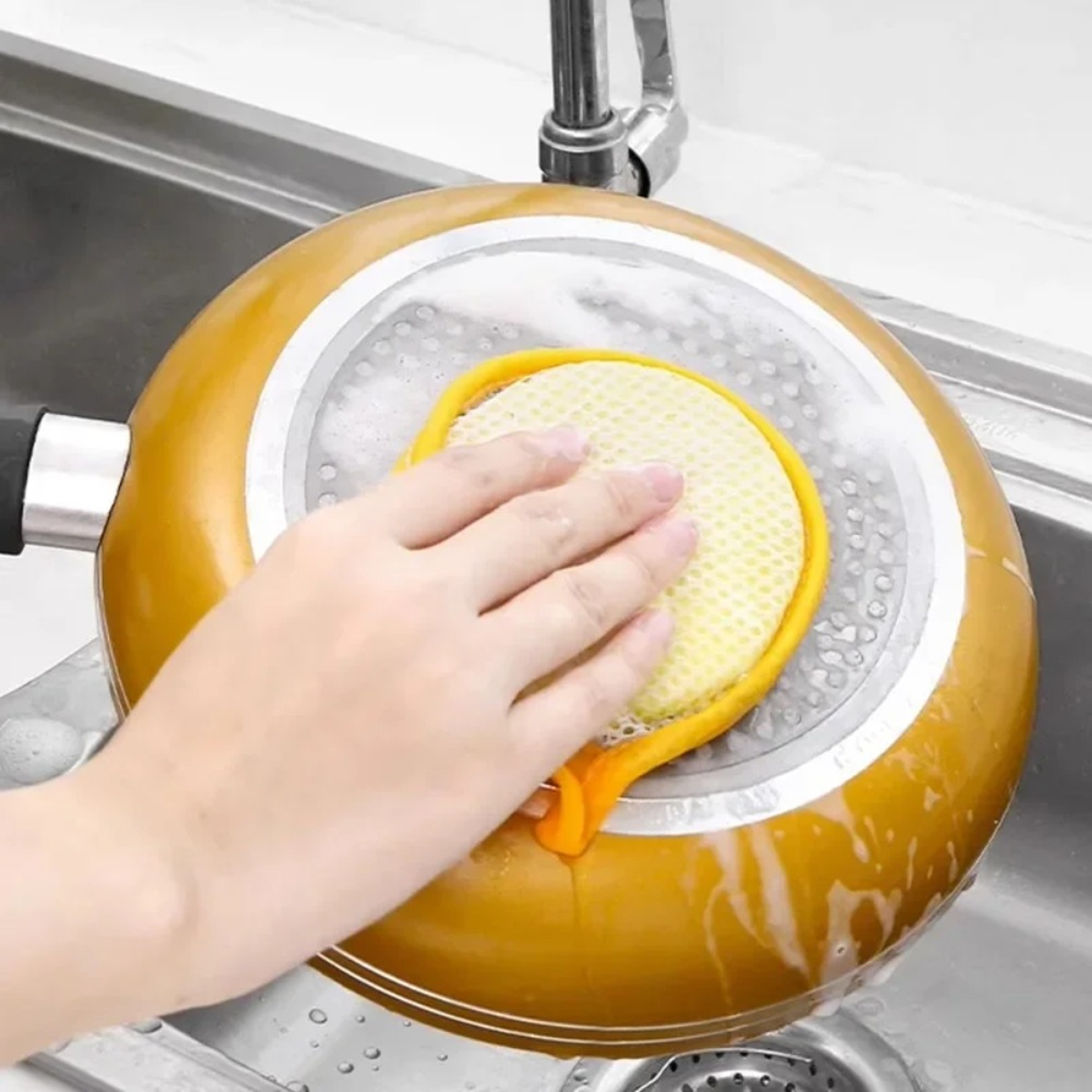 Dual Scrub Reusable Dishwashing Sponge For Kitchen Cleaning  Non Scratch Dish Care 0