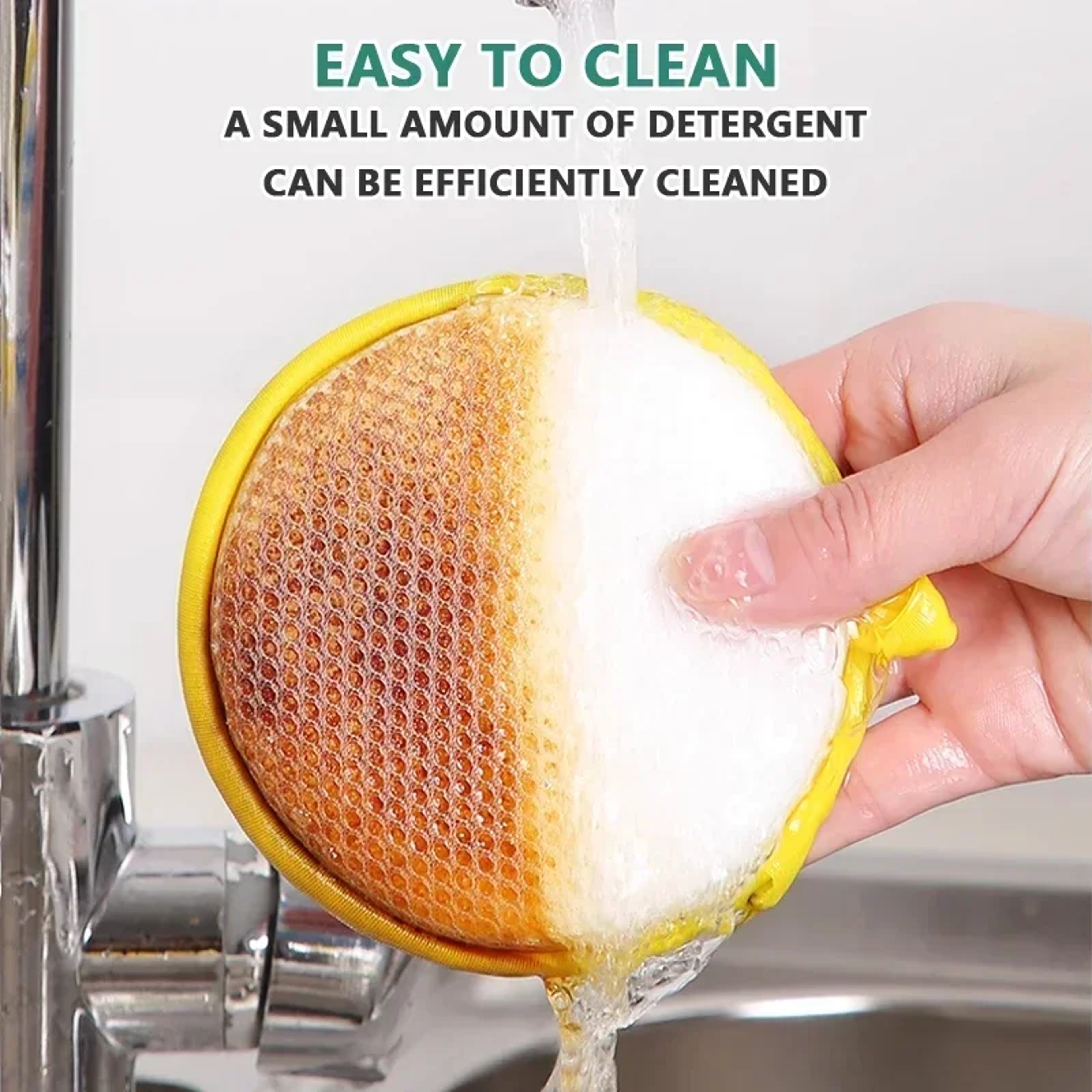 Dual Scrub Reusable Dishwashing Sponge For Kitchen Cleaning  Non Scratch Dish Care 2