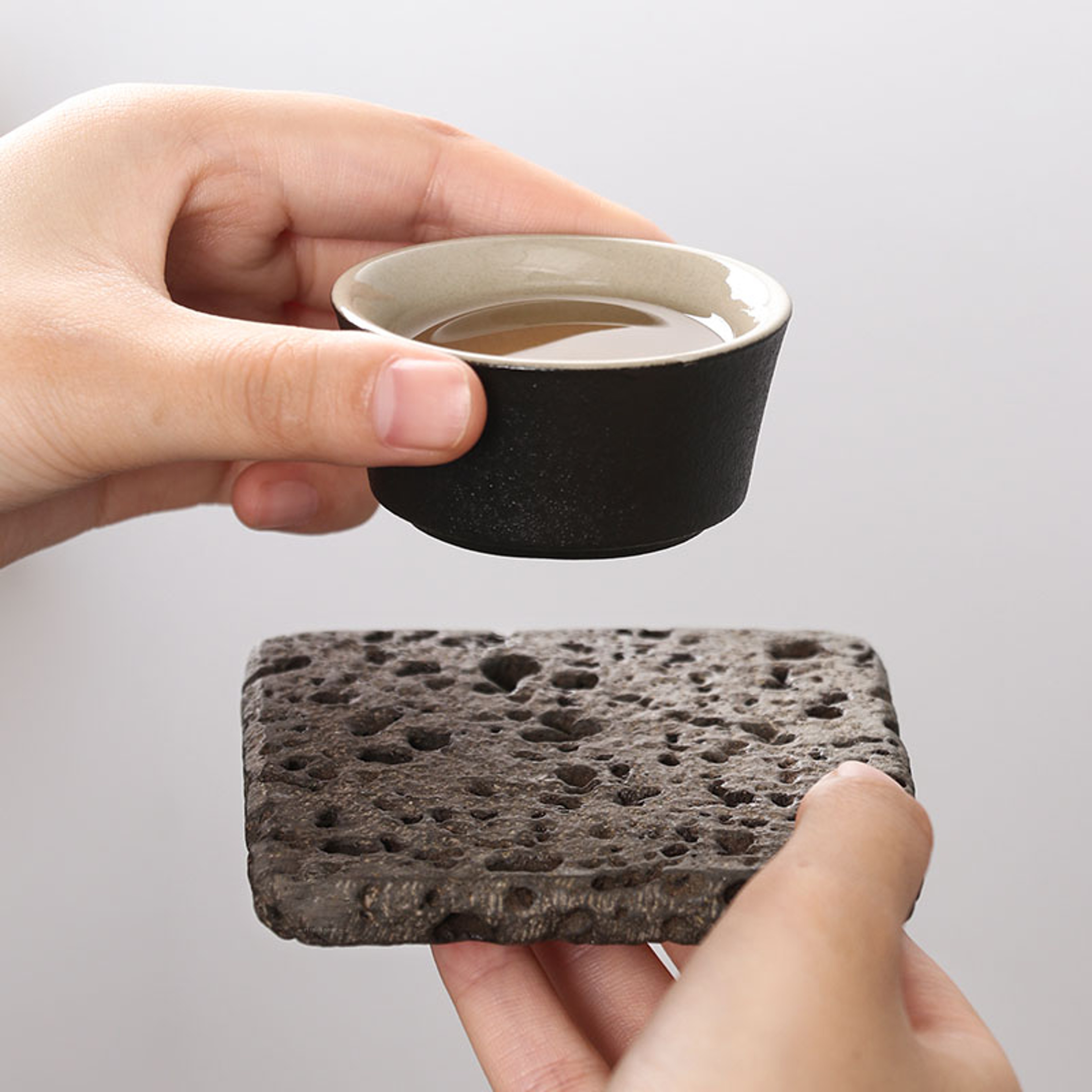 Zen Volcanic Stone Tea Coaster Set Absorbent Tea Coaster for Heat Resistant Table Protection – view 2