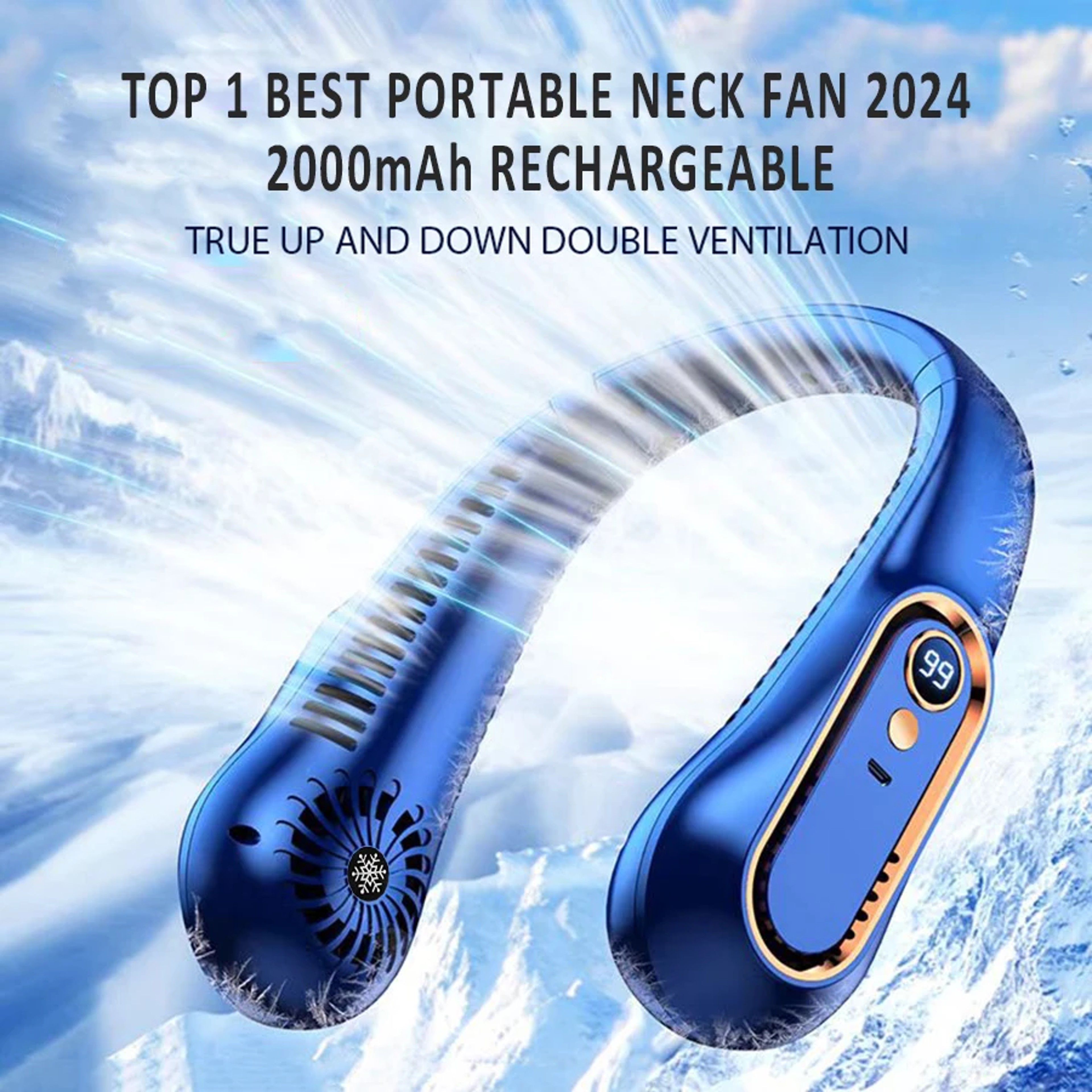 Wearable Neck Fan With LED Display  Speed Cooling 1