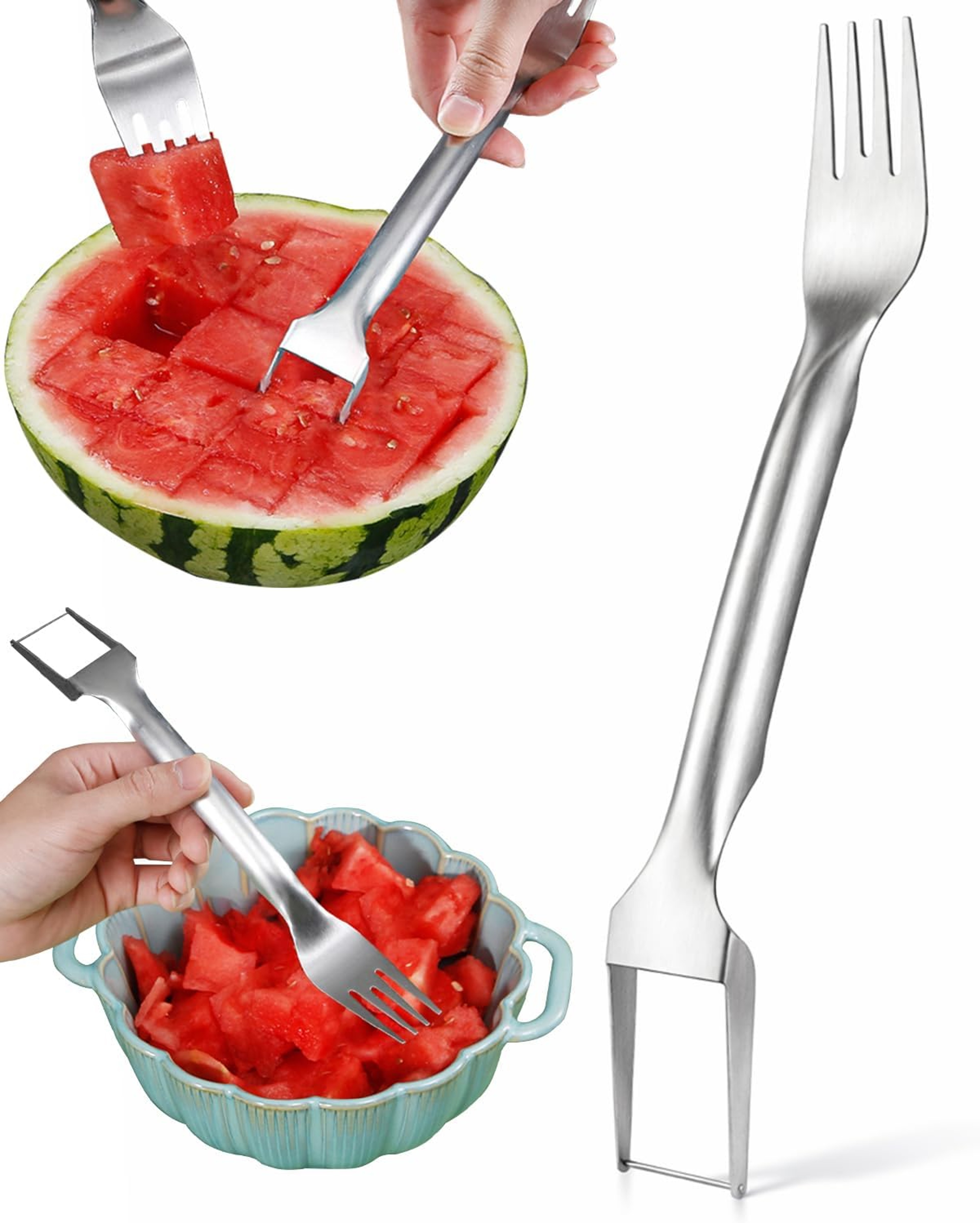 Watermelon Cutter  Fruit Slicer Tool Stainless Steel Fork For Mess Free Summer Snacking 1
