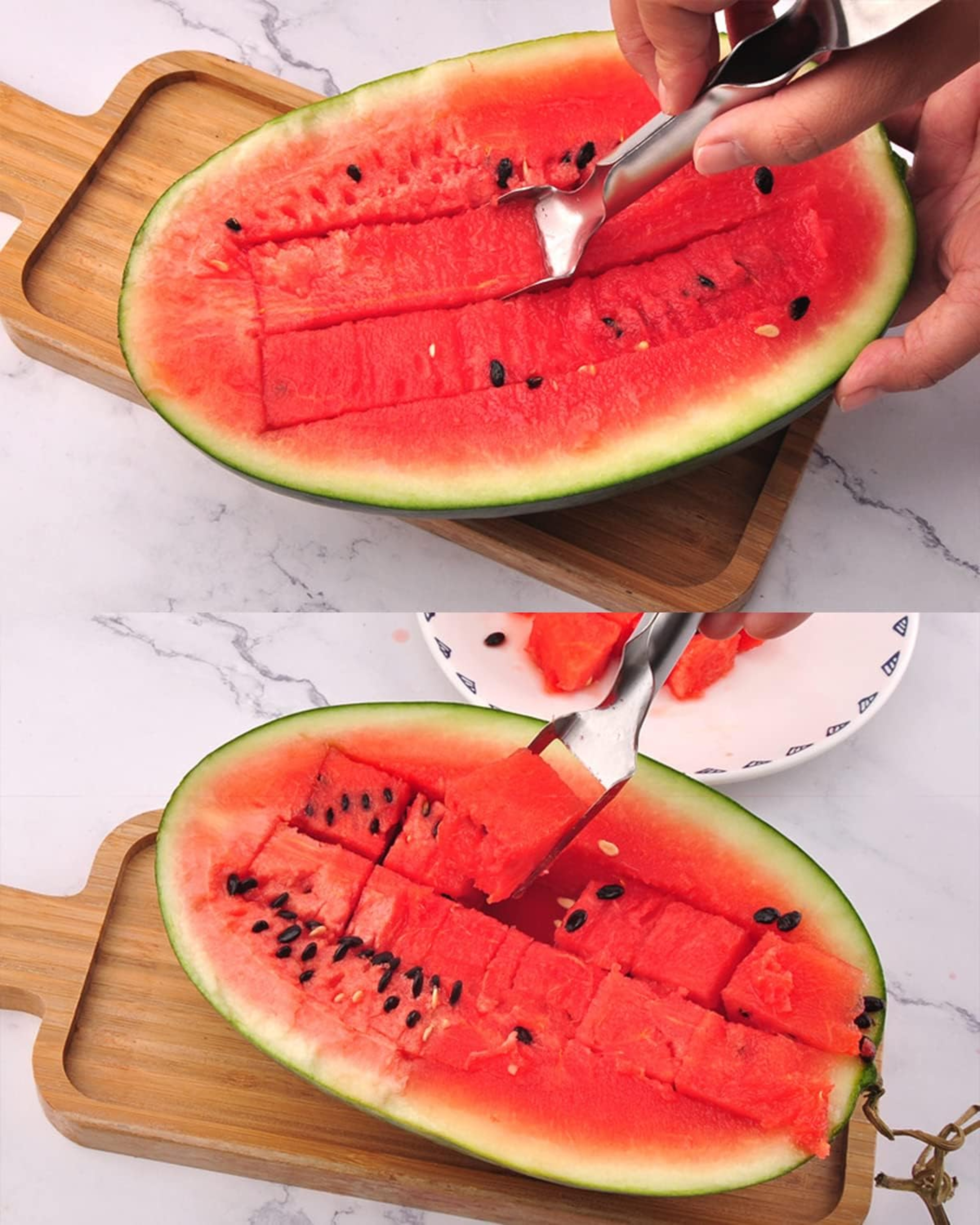 Watermelon Cutter  Fruit Slicer Tool Stainless Steel Fork For Mess Free Summer Snacking 3