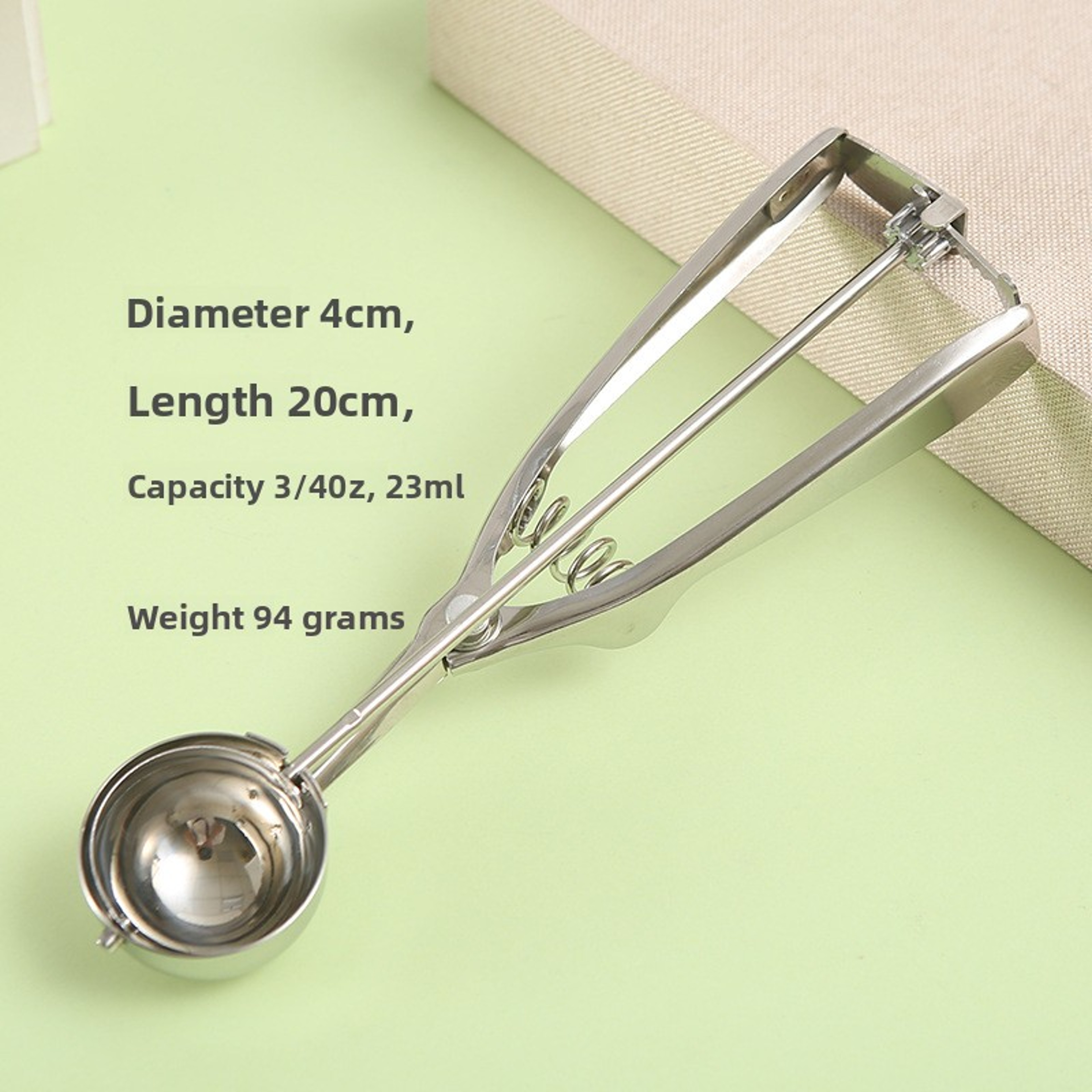 Premium Stainless Steel Ice Cream Scoop Set With Spring Release Handle 8