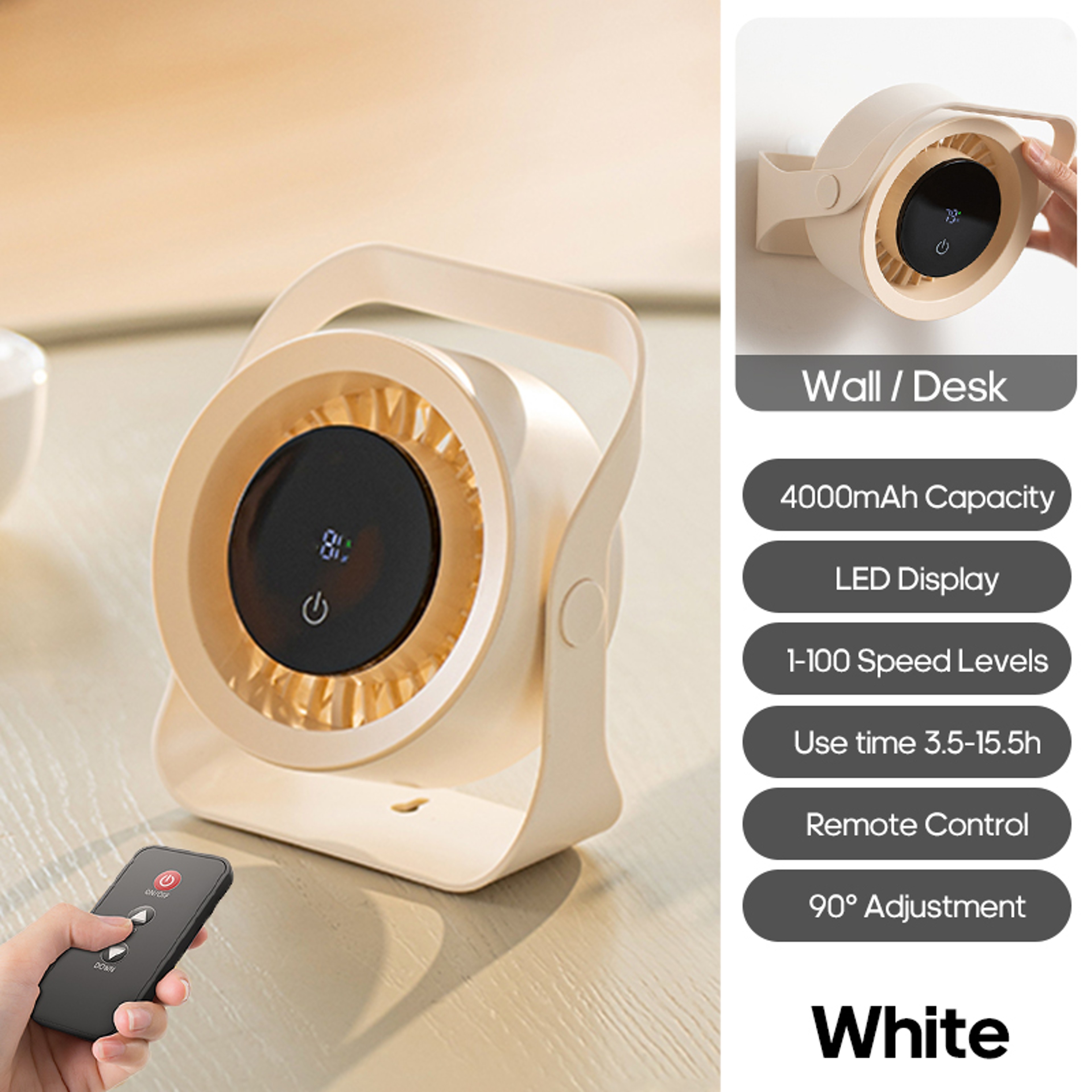 Portable Desk Fan Rechargeable Mini Cooling Fan With Remote Control 6