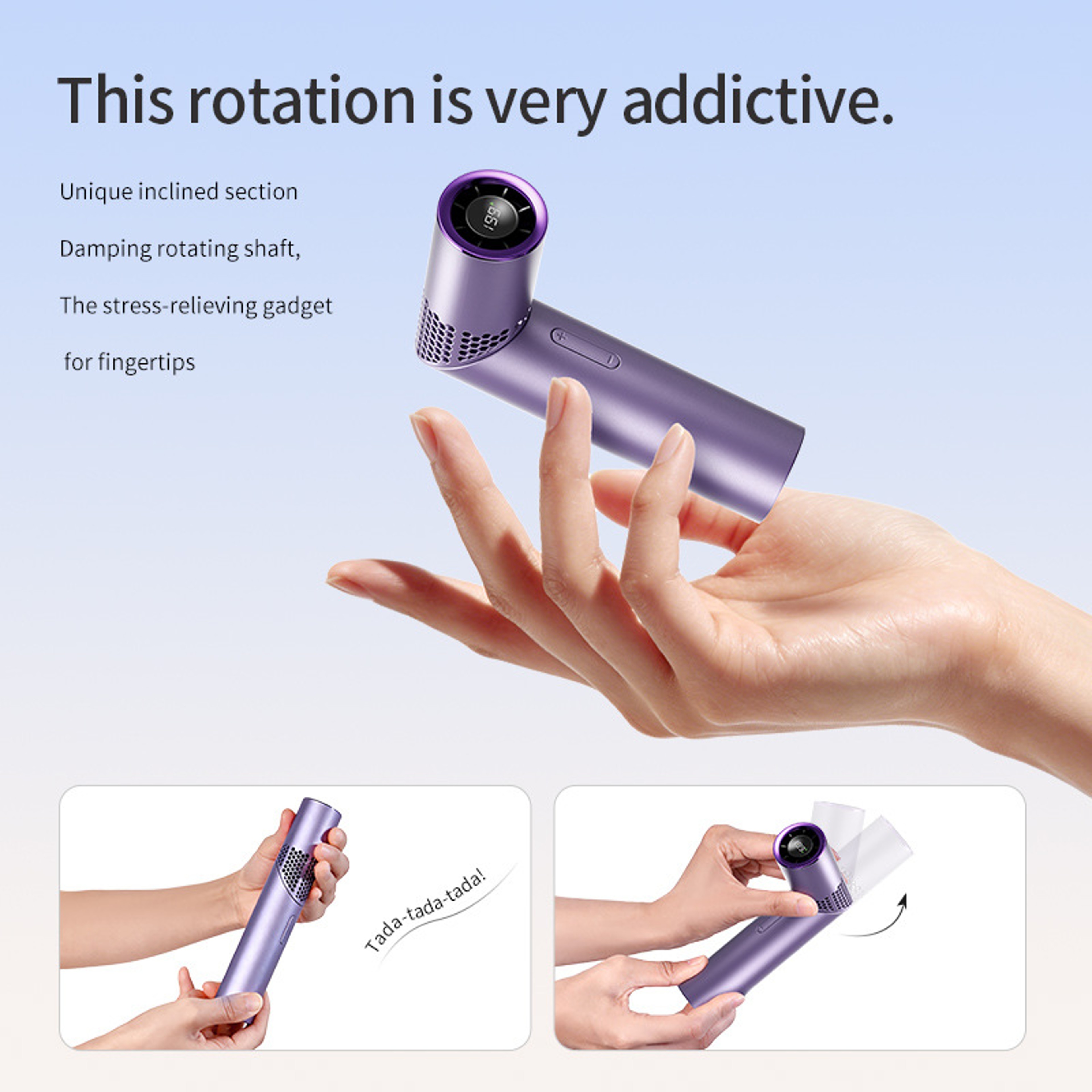 Foldable Handheld Fan With LED Display  Speed Cooling Control 3