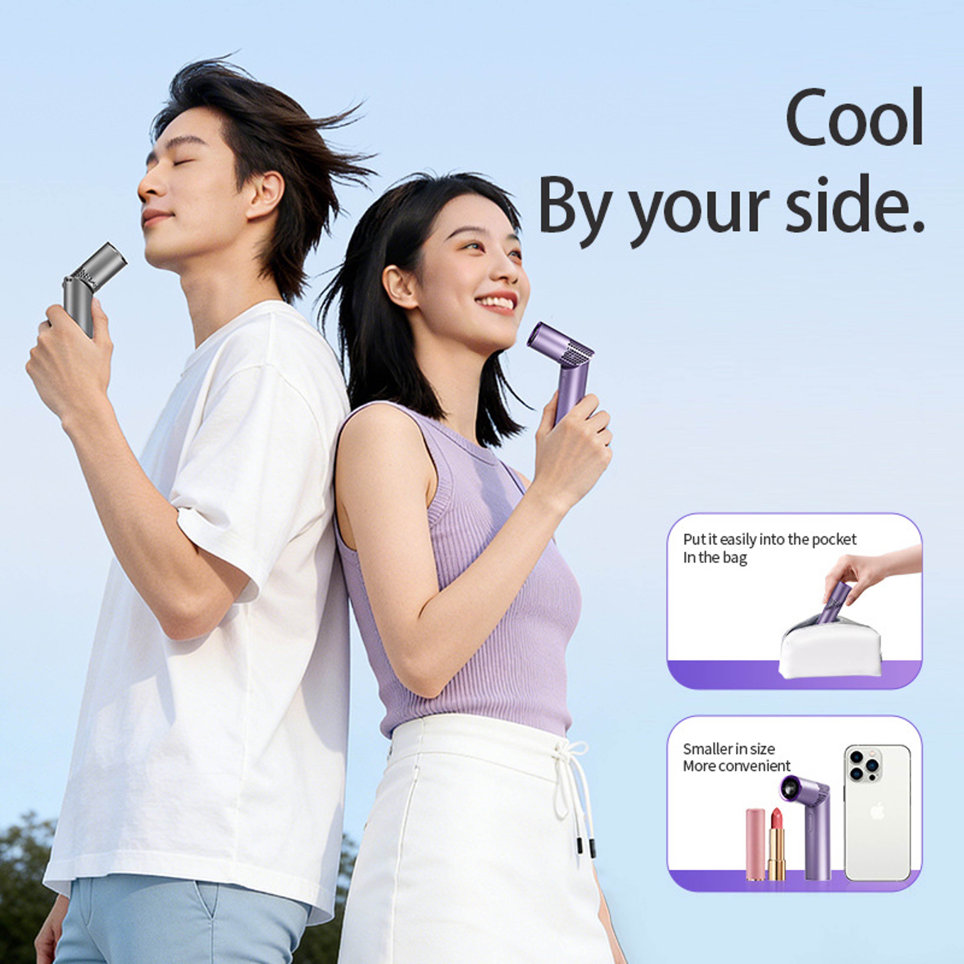 Foldable Handheld Fan With LED Display  Speed Cooling Control 5