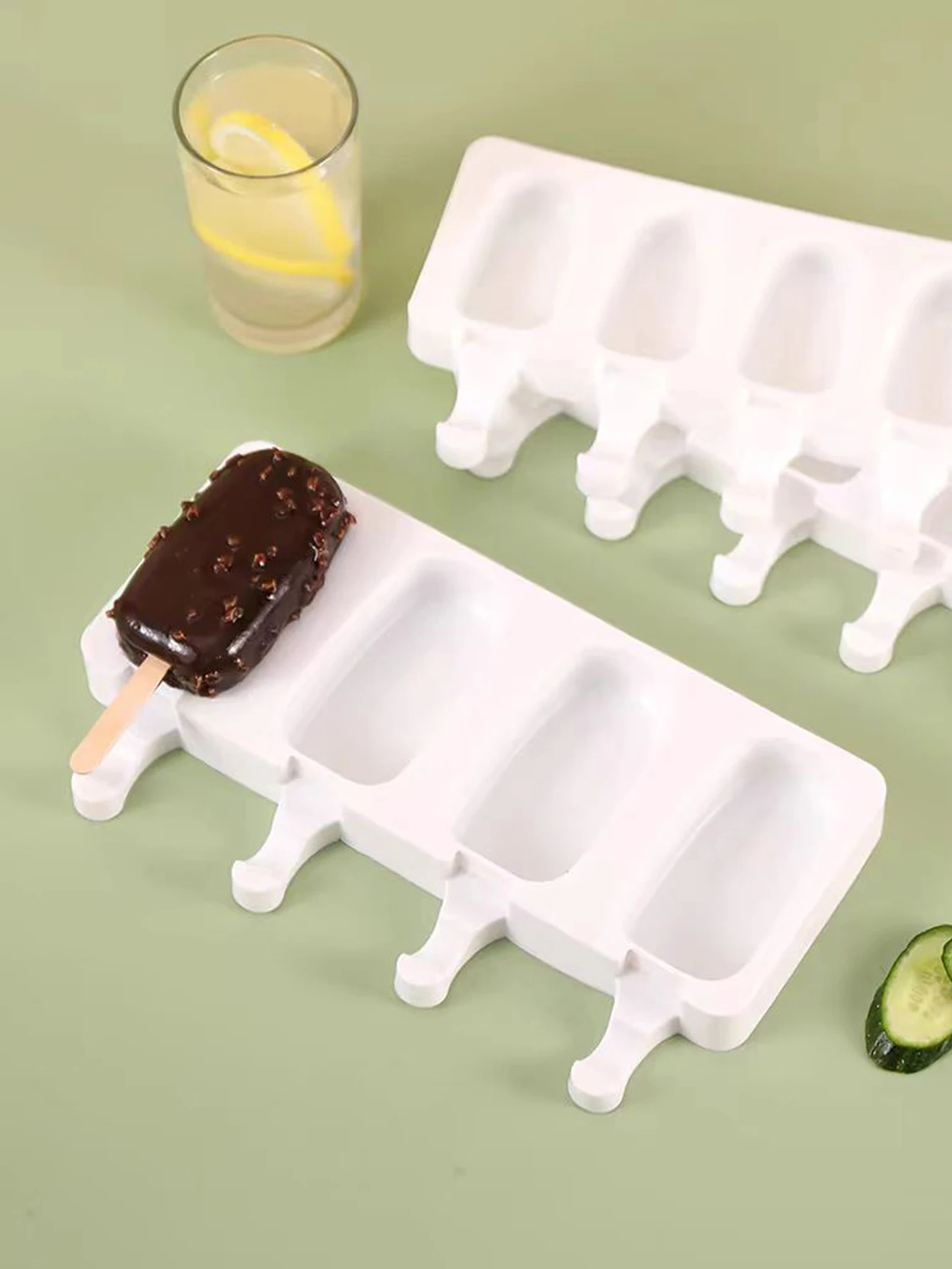 FreshFruit Silicone Popsicle Mold Set Reusable Ice Cream Maker  Fruit Juice Freezer Tray 1