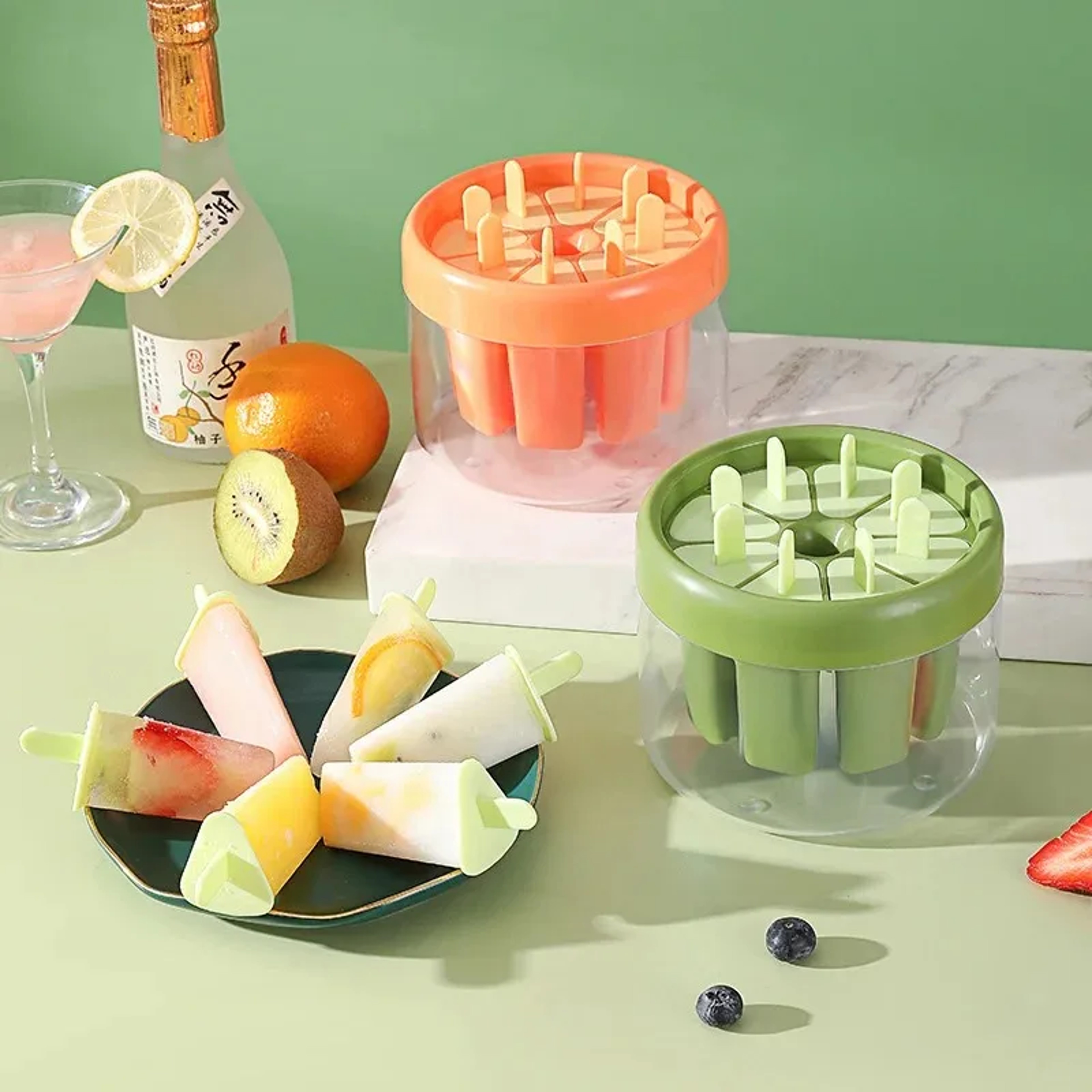 Frozen Treats DIY Popsicle Mold Set Reusable Popsicle Maker For Homemade Ice Cream  Fruit Pops 0