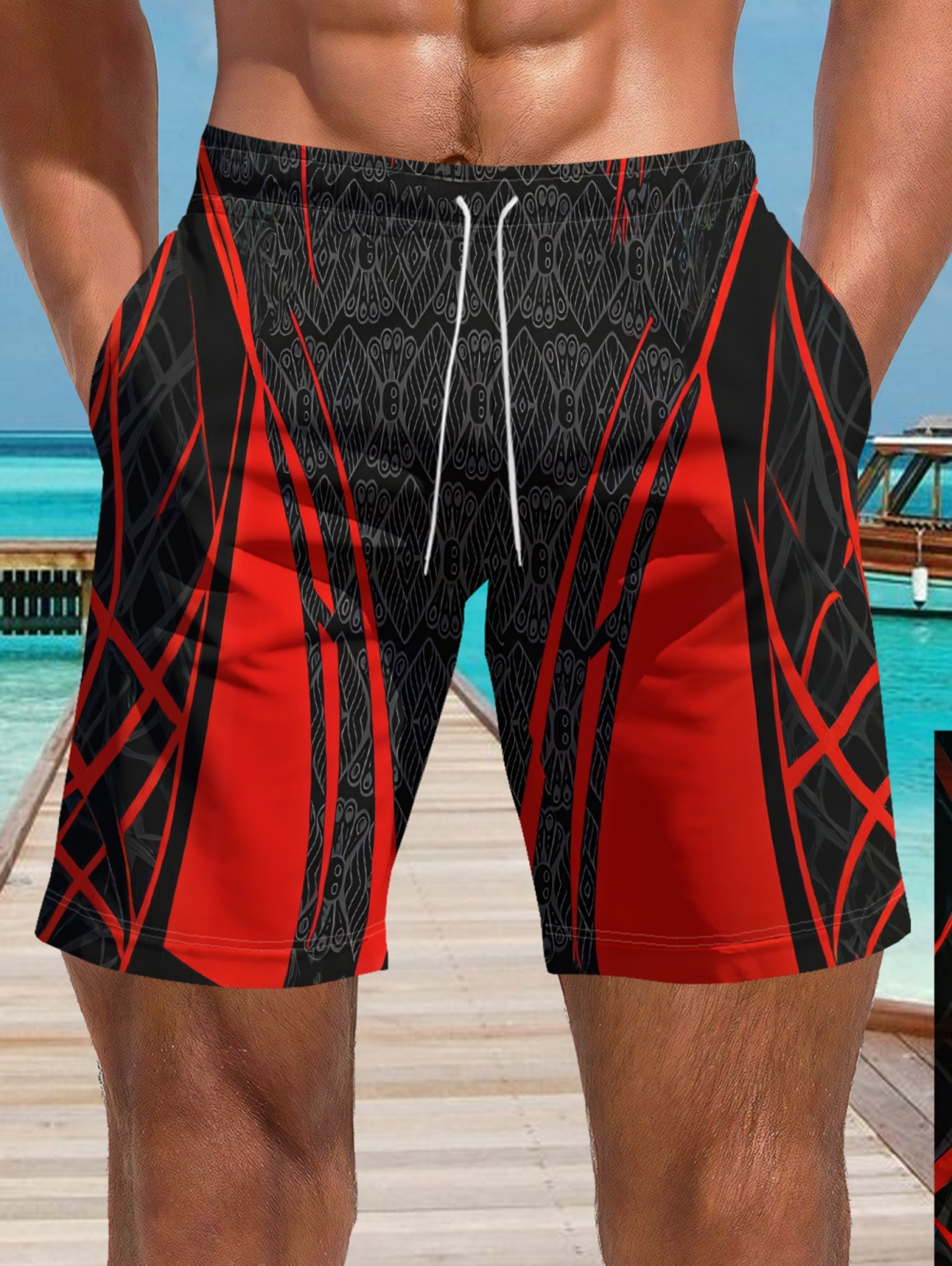 Mens Quick Dry Print Swim Shorts With Drawstring For Beach Fitness  Summer Adventures 0