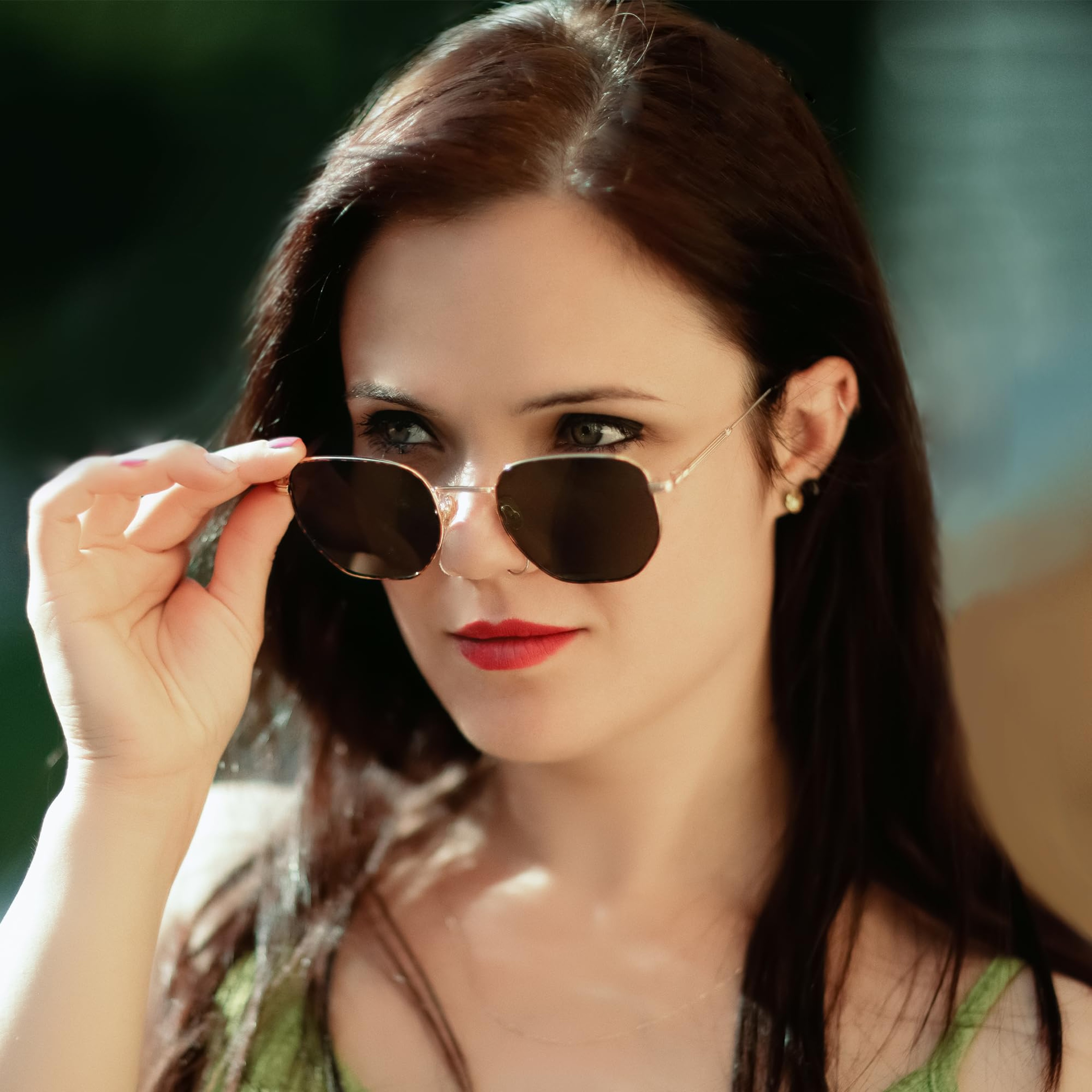 Hexagon Polarized Sunglasses For Men  Women UV Protection Retro Metal Shades 1