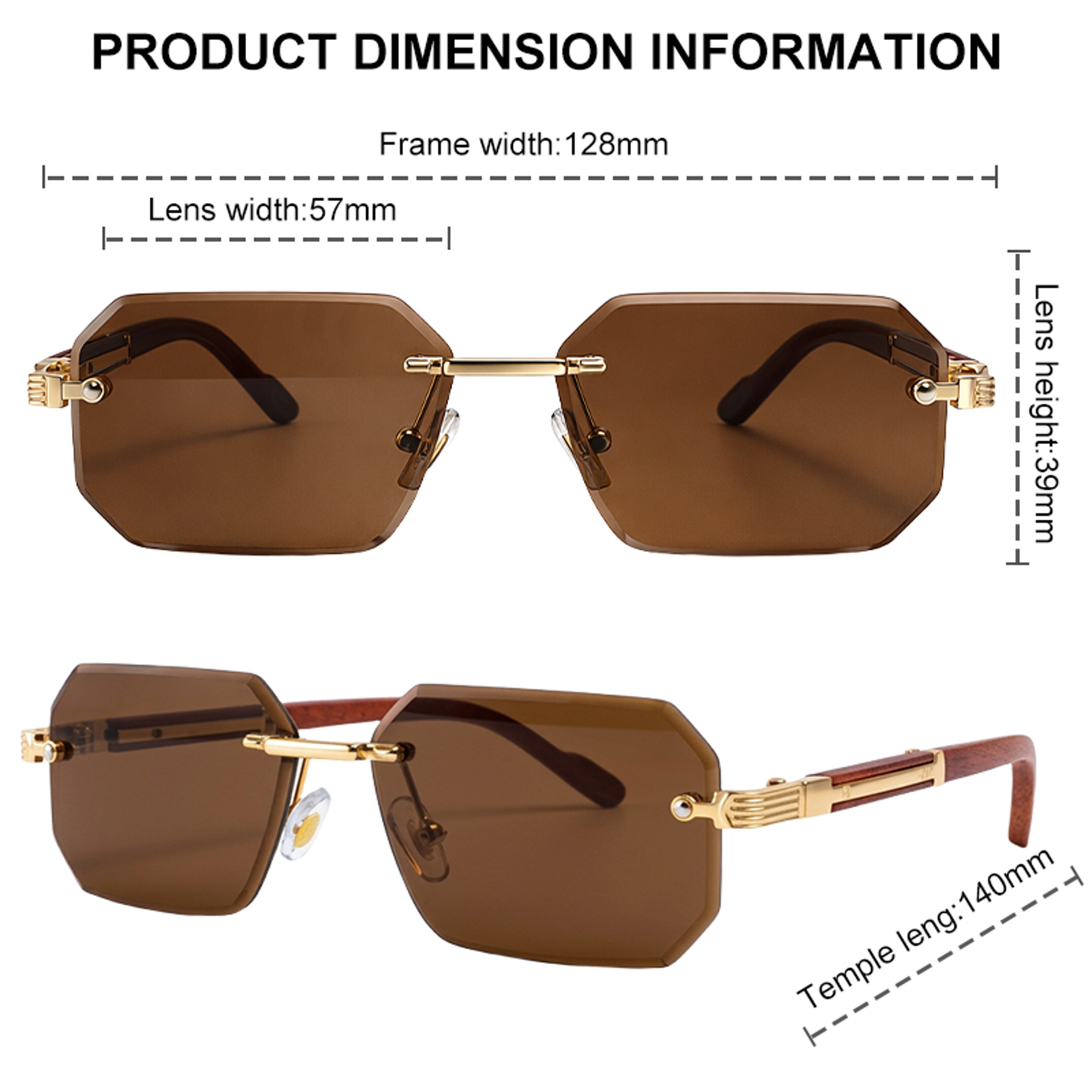 Urban Edge Rimless Rectangle Sunglasses For Men Vintage Retro Driving Shades 2