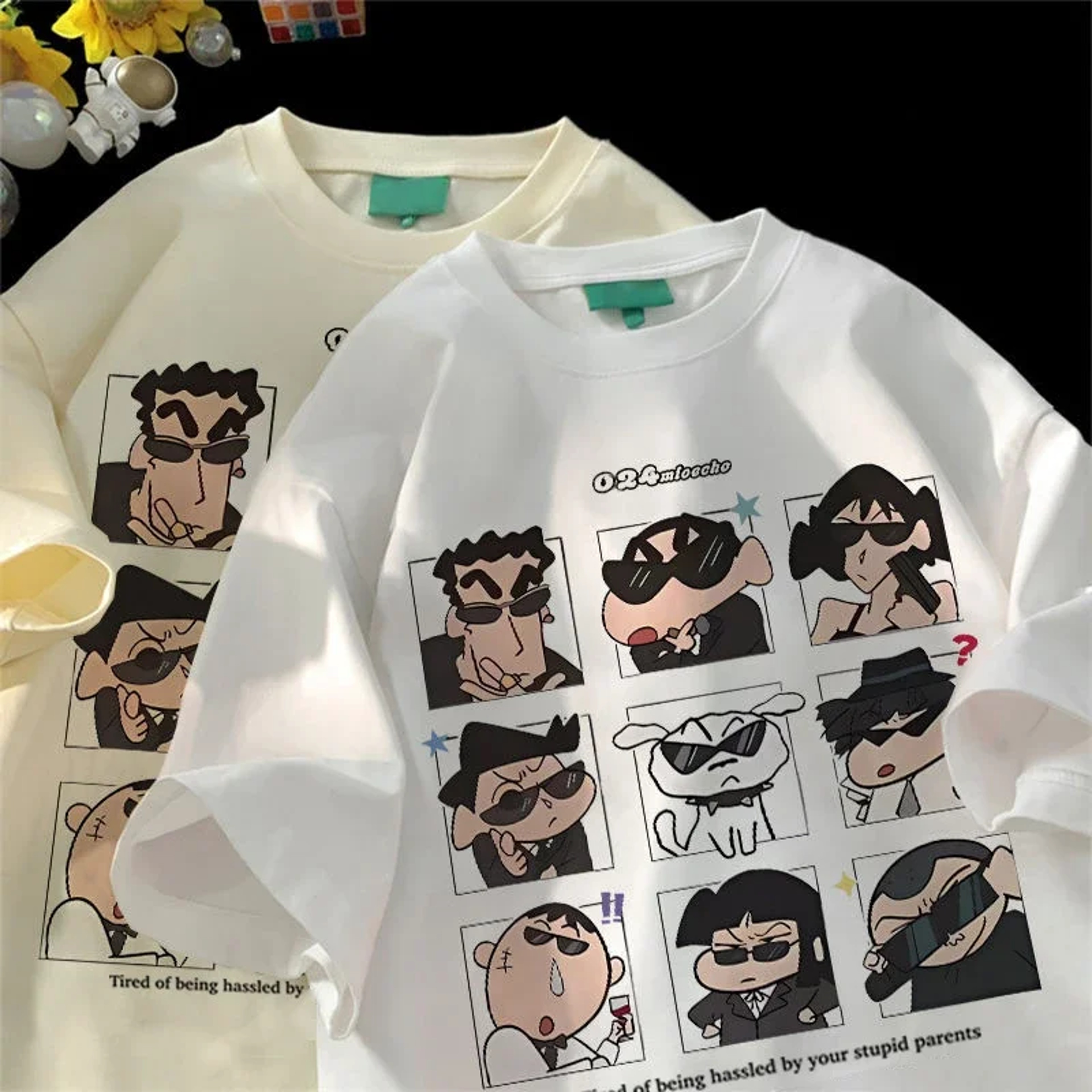 Shin Chan Vintage Cotton Graphic Tee Unisex Cartoon Streetwear T Shirt 0
