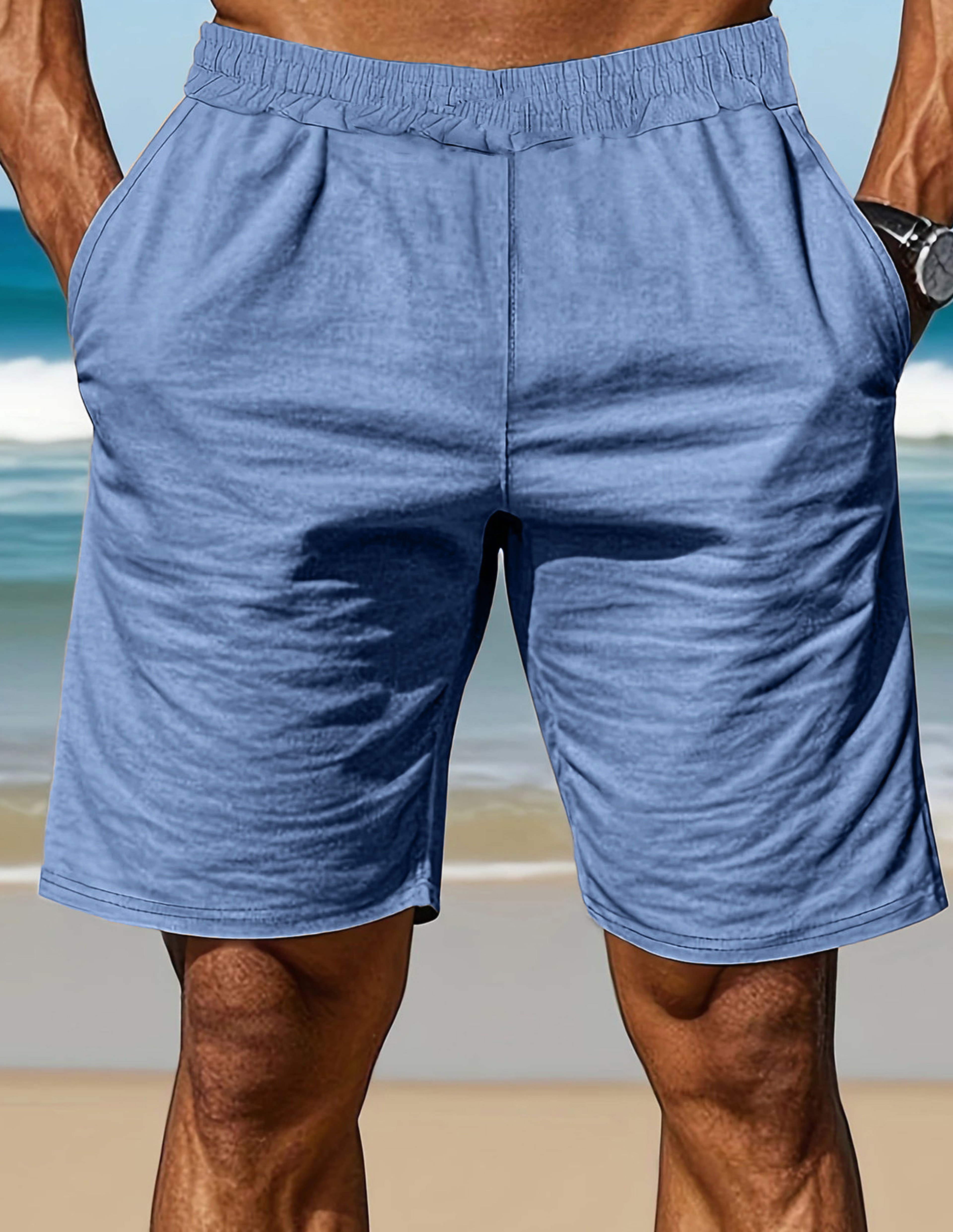 Coastal Breeze Mens Cotton Summer Shirt  Shorts Set Casual Beach Vacation Two Piece Outfit 1