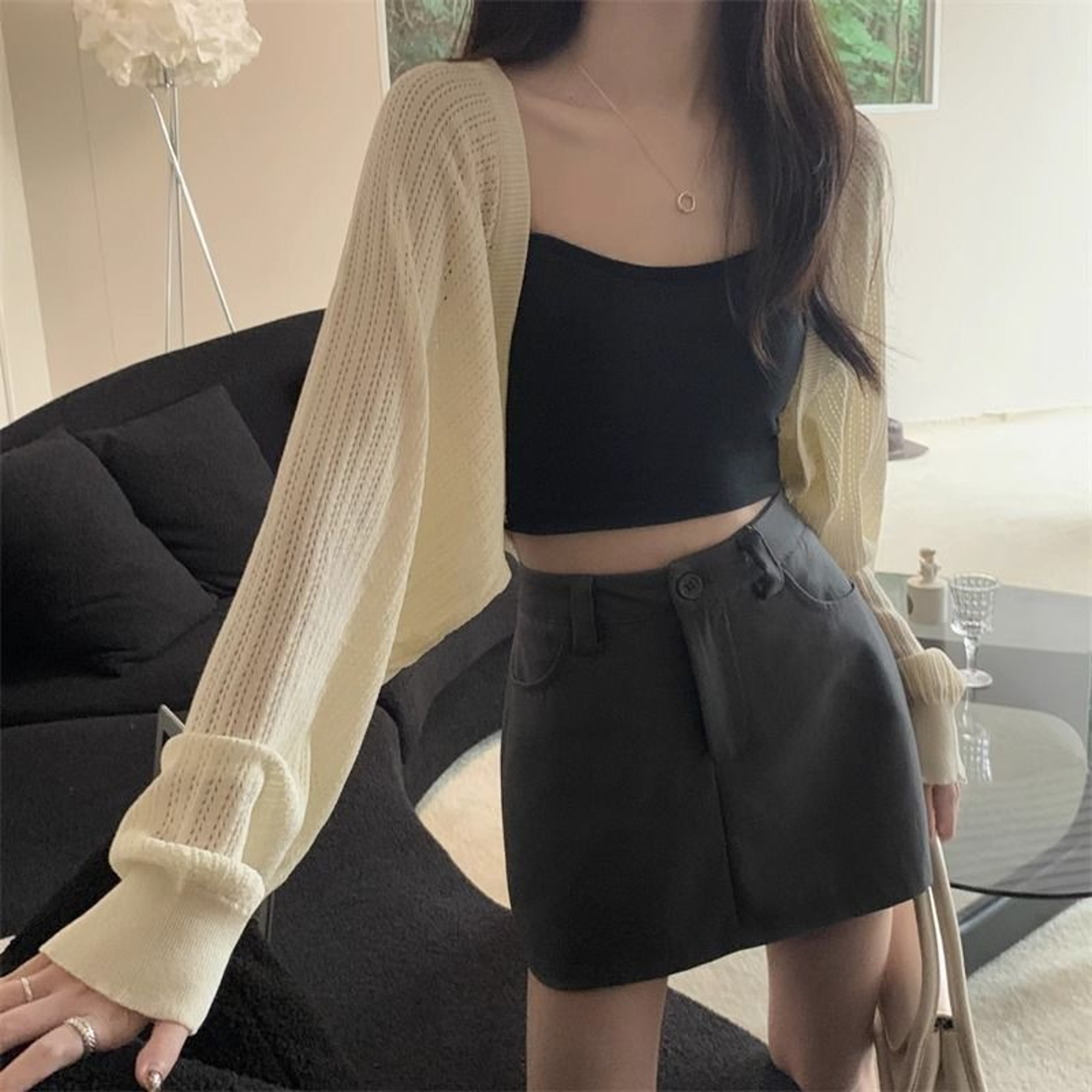 Silk Breeze Womens Sun Protection Cardigan Lightweight Ice Silk Knit Cover Up With Lantern Sleeves 3